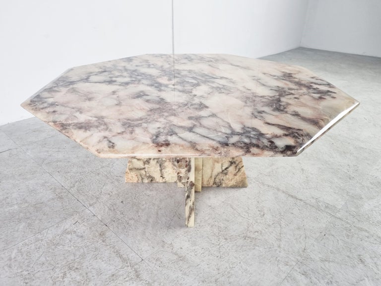 Vintage Octogonal Yellow Marble Coffee Table, 1970s at 1stDibs