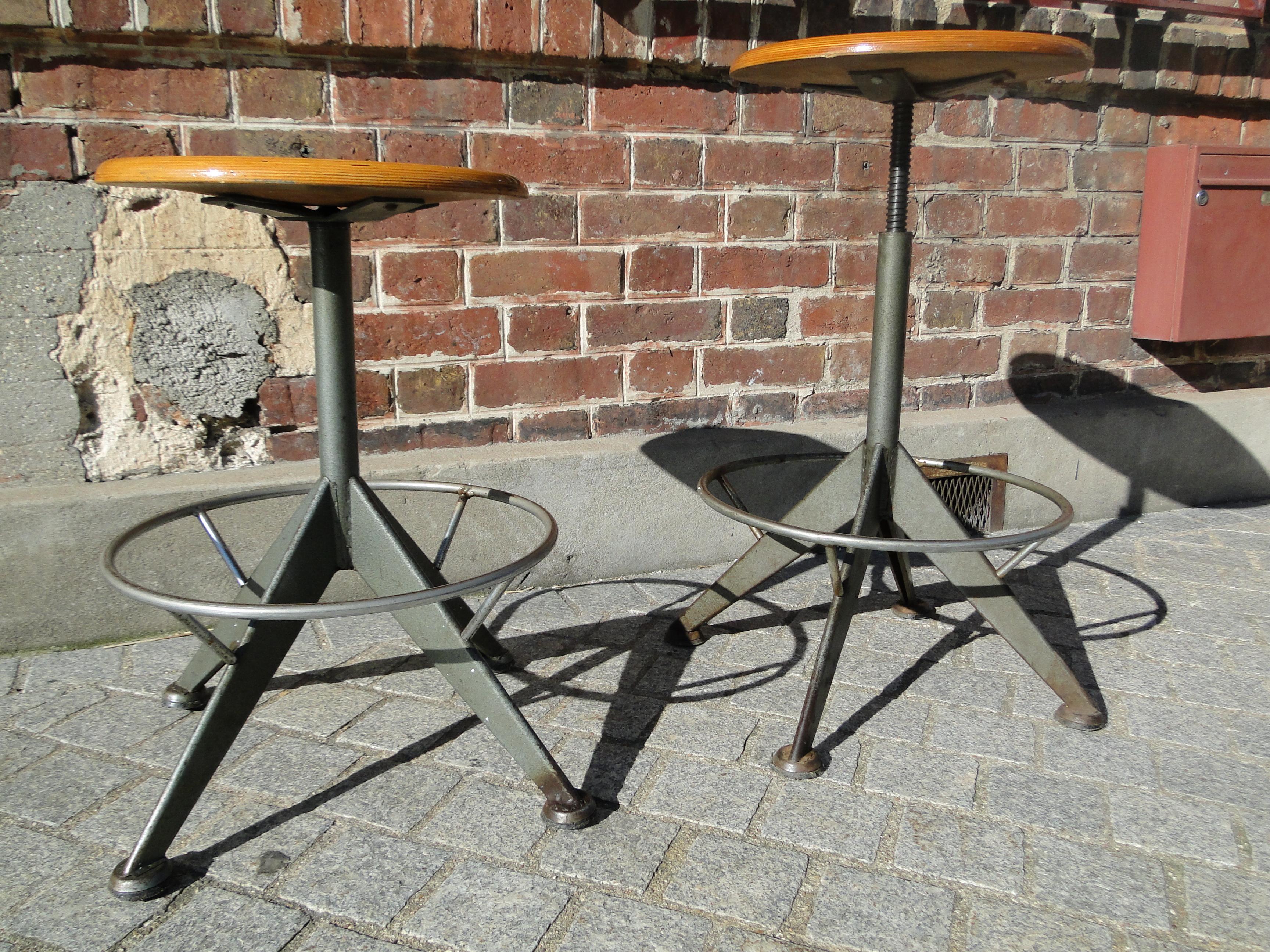 20th Century Odelberg and Olson Vintage Workshop Stools a Pair  For Sale