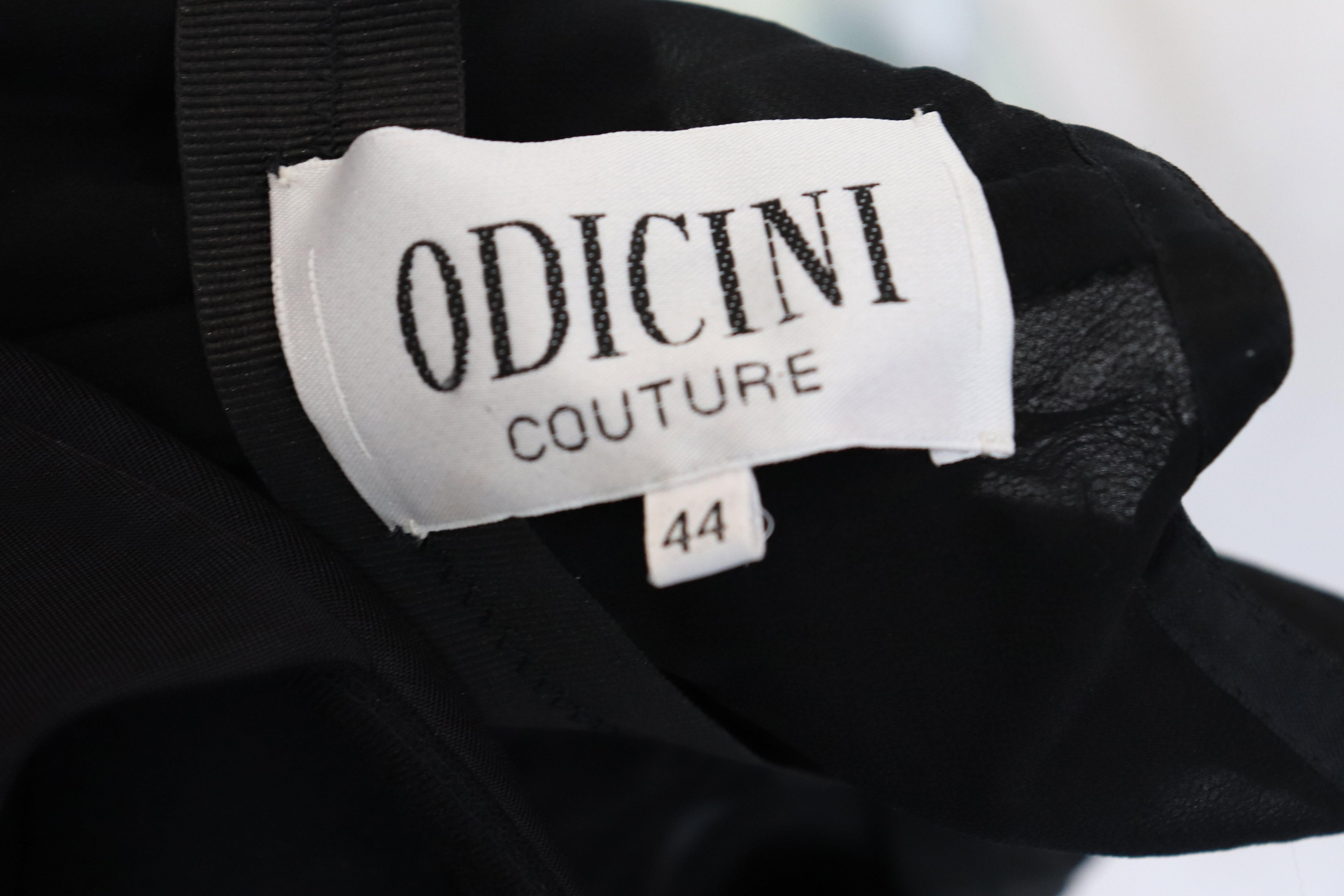Black Vintage Odiccini Couture Silk, Sequi and Beaded Evening Gown For Sale