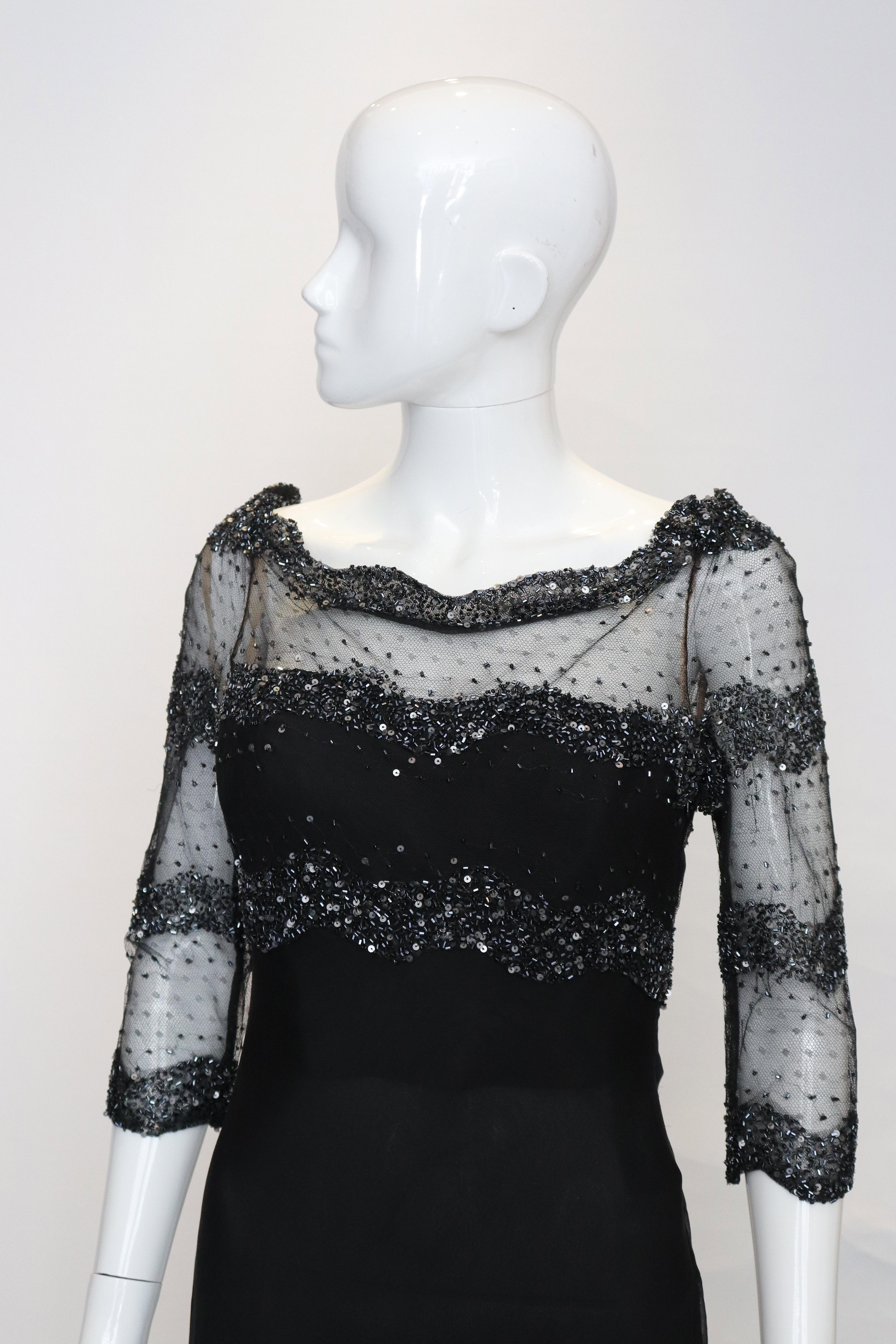 Vestido de noche vintage Odiccini Couture de seda, lentejuelas y cuentas en Bueno estado para la venta en London, GB