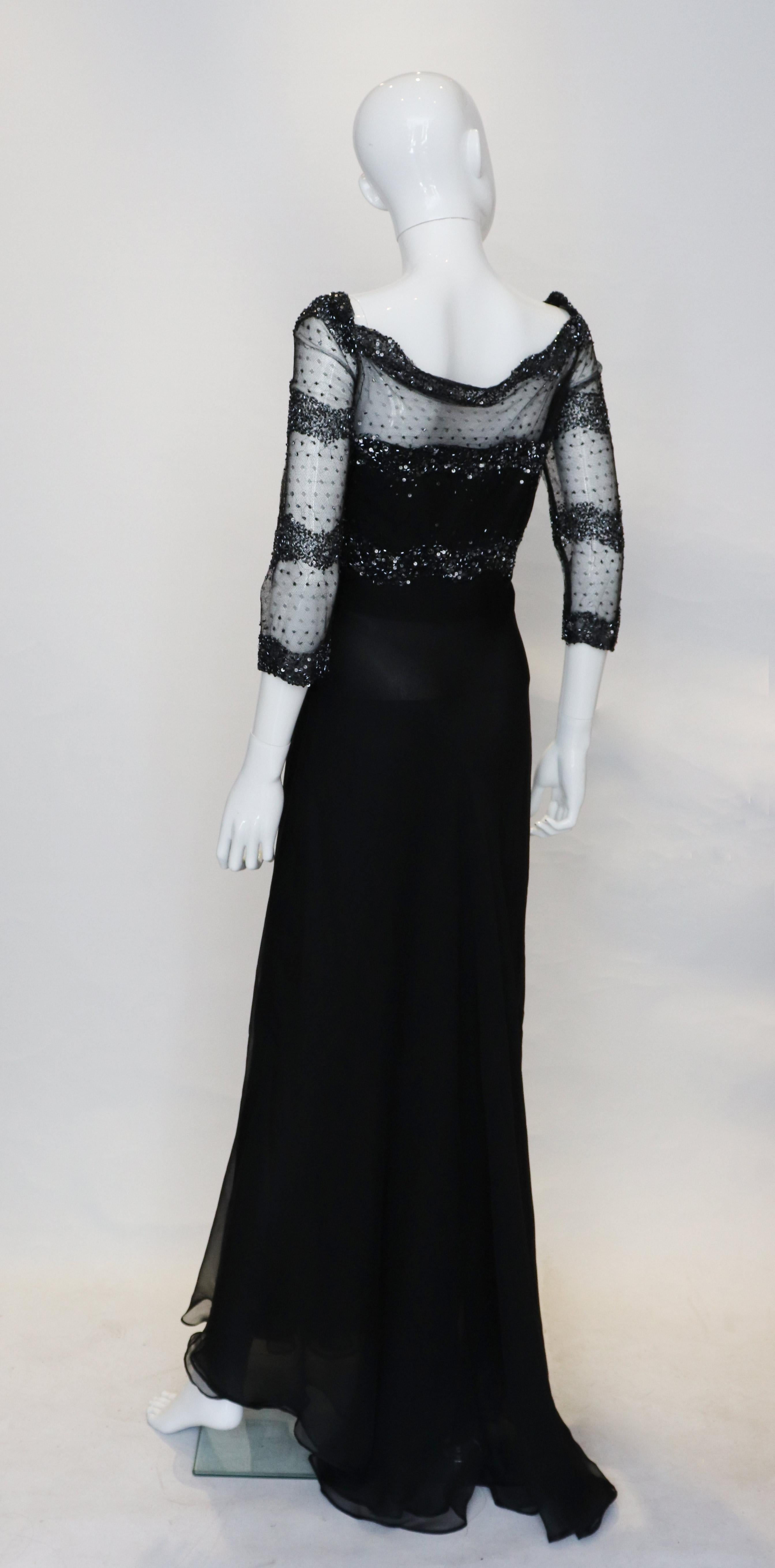 Vestido de noche vintage Odiccini Couture de seda, lentejuelas y cuentas en venta 1