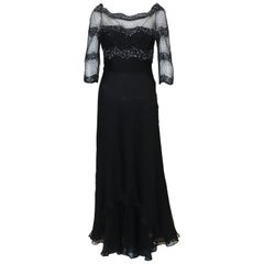 Used Odiccini Couture Silk, Sequi and Beaded Evening Gown