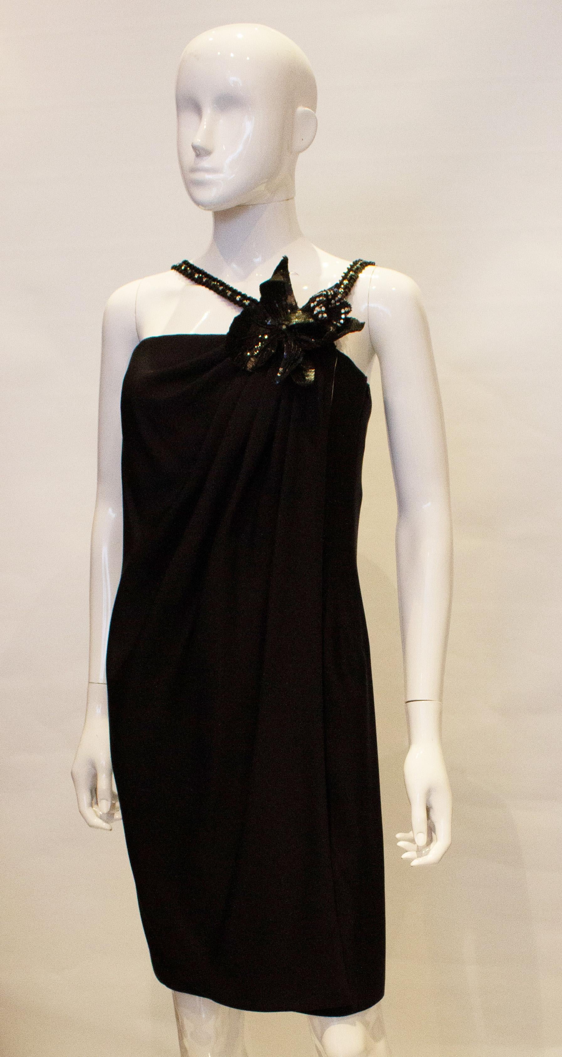 Vintage Odicini Couture Silk Black Silk Cocktail Dress For Sale 2