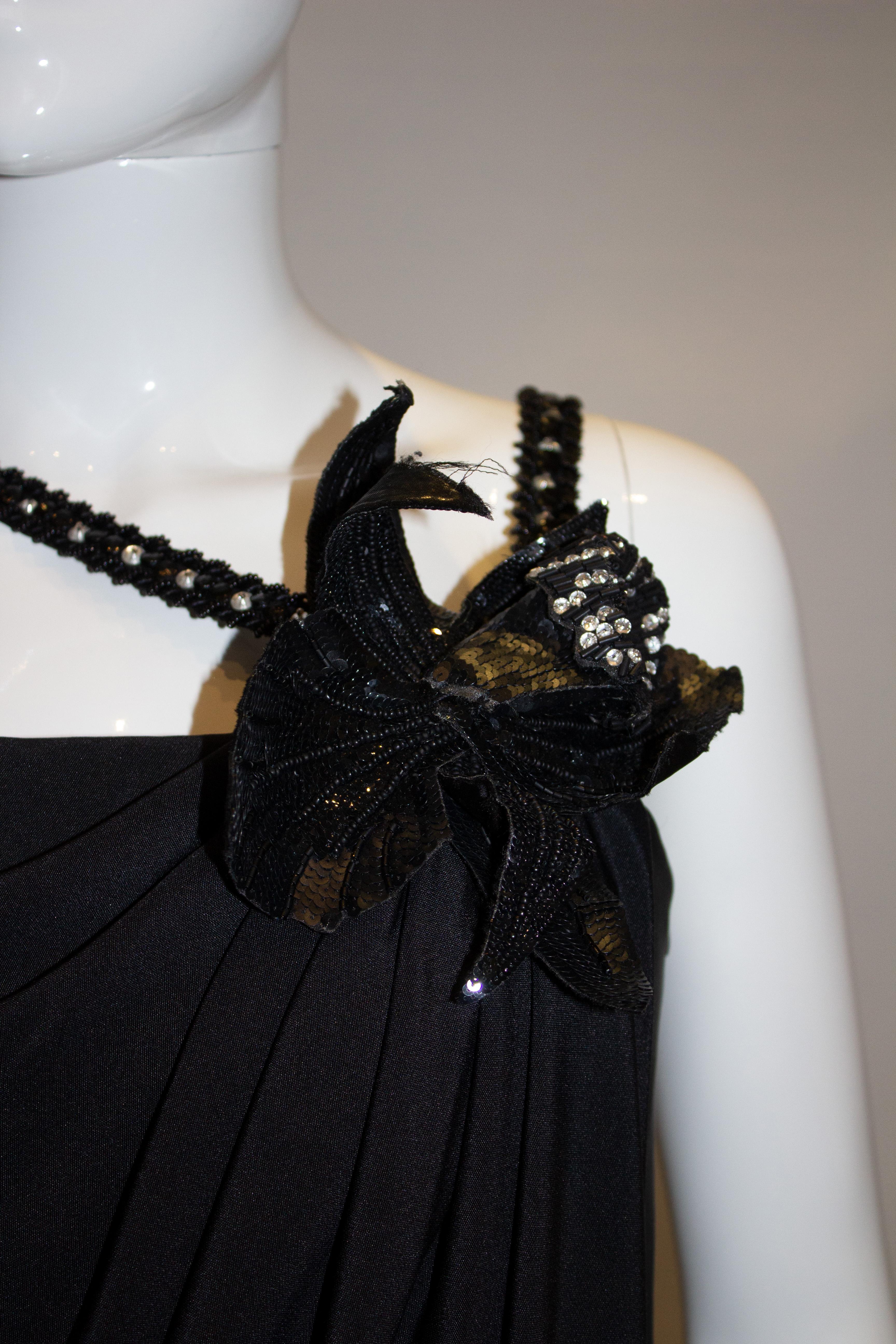 Vintage Odicini Couture Silk Black Silk Cocktail Dress For Sale 3