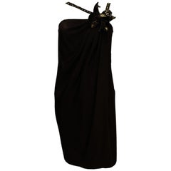 Vintage Odicini Couture Silk Black Silk Cocktail Dress
