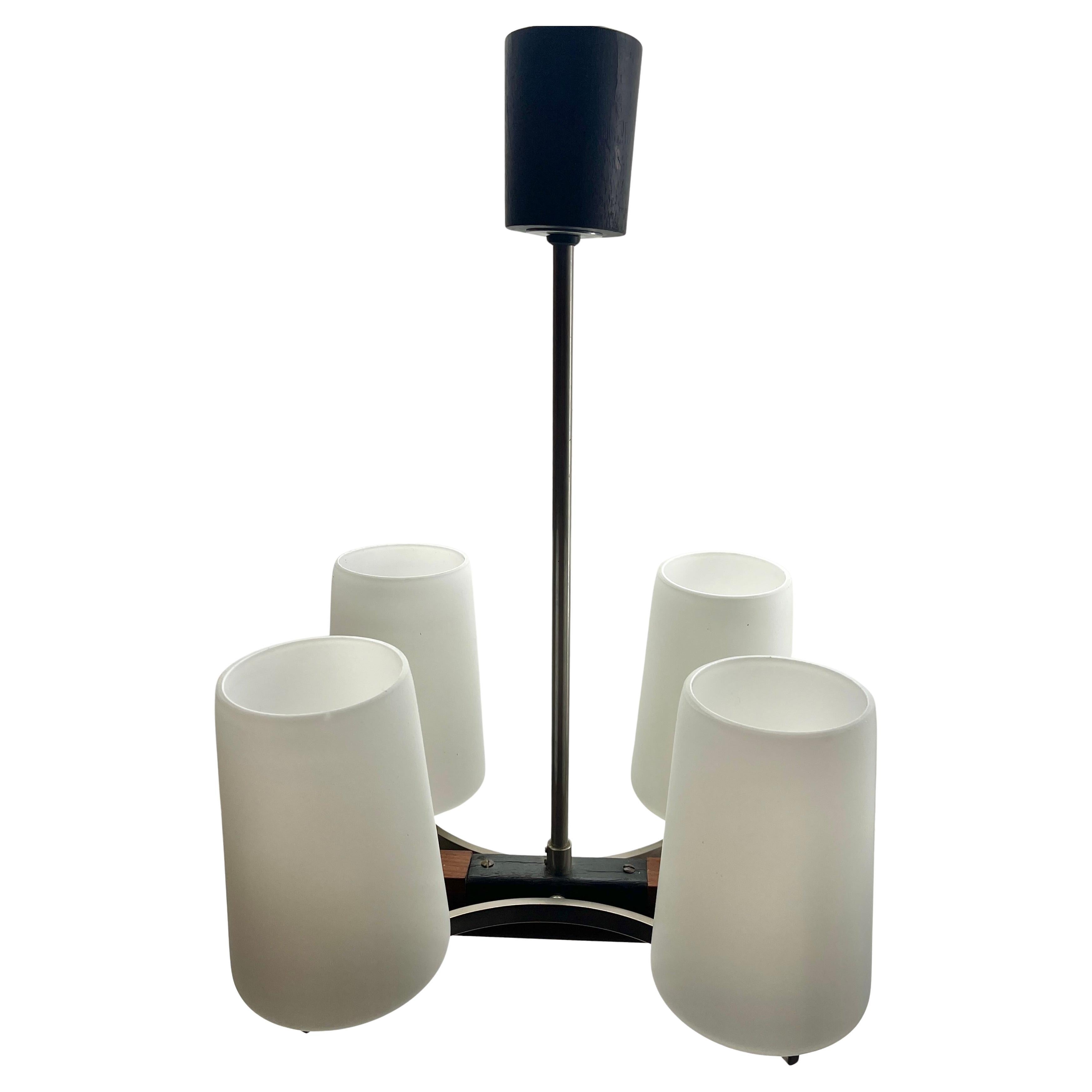 Mid-Century moderno Lampada lampadario vintage a 4 bracci nello stile di Stilnovo, Italia, anni '60 in vendita