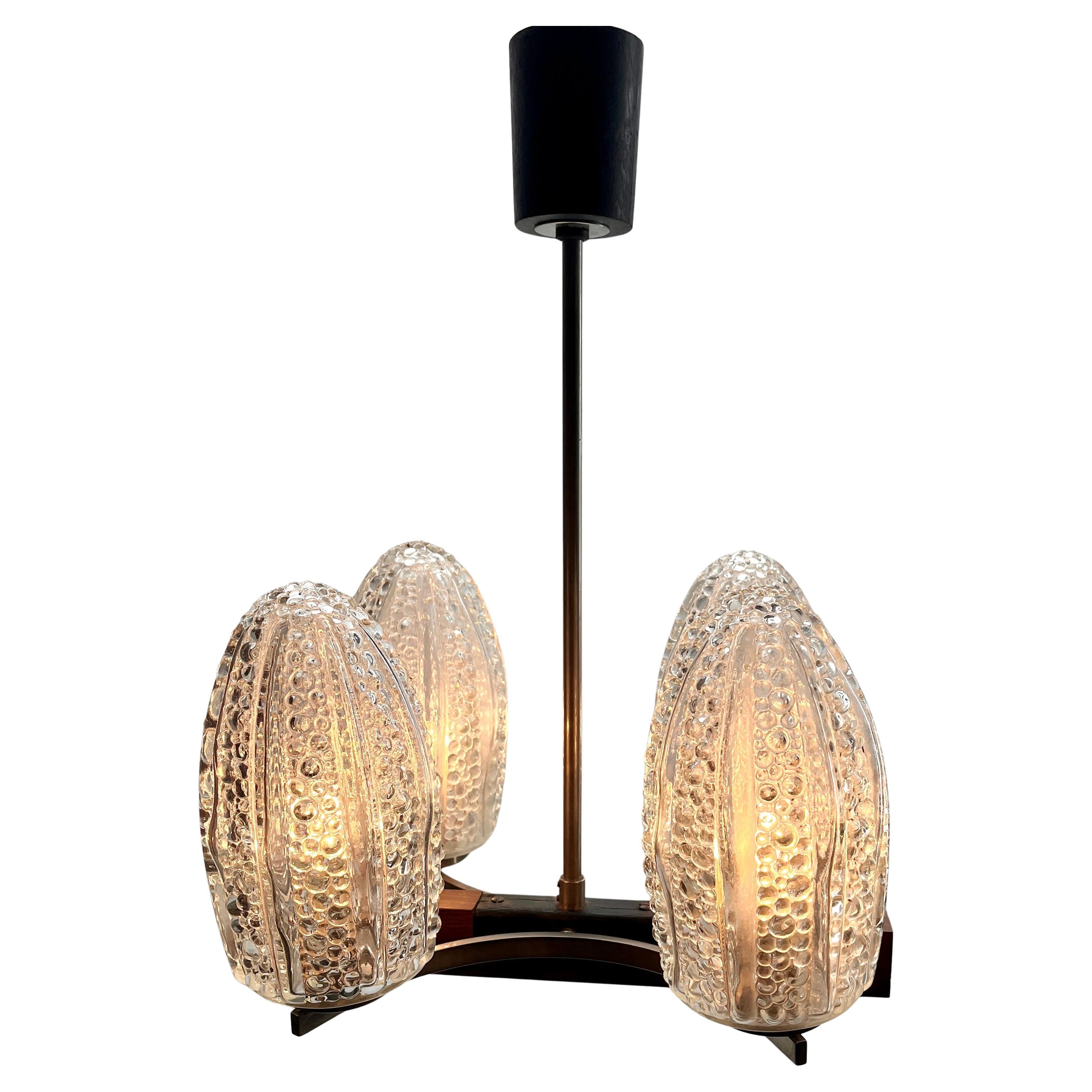Lampada lampadario vintage a 4 bracci nello stile di Stilnovo, Italia, anni '60 In condizioni buone in vendita a Verviers, BE