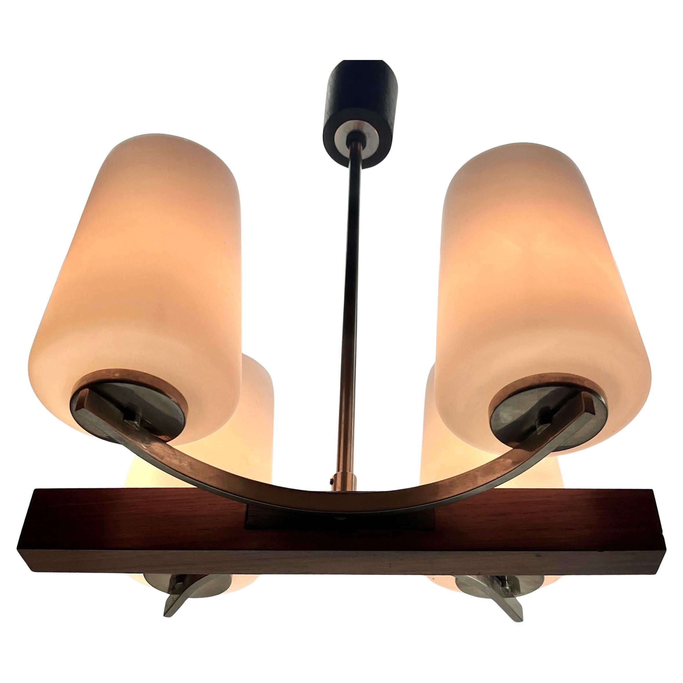 Metà XX secolo Lampada lampadario vintage a 4 bracci nello stile di Stilnovo, Italia, anni '60 in vendita