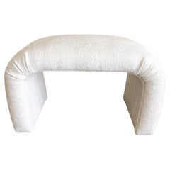 Vintage Off White Boucle Fabric Waterfall Bench Postmodern Retro MCM 80s
