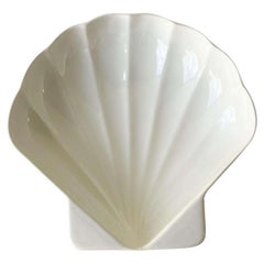 Used Off White Ceramic Seashell Serving Dish