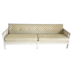 Vintage Off White Regency Tufted Cane Sofa