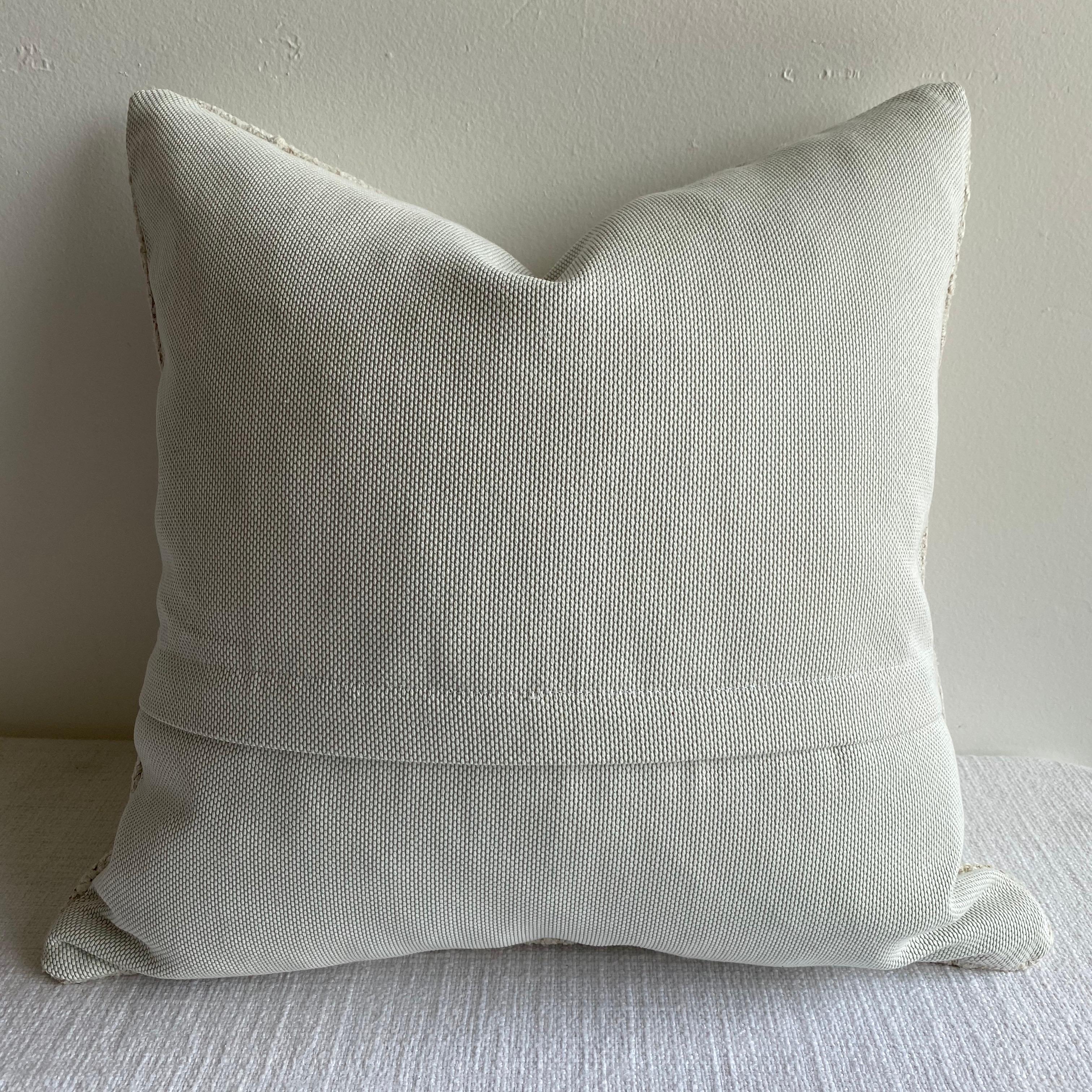 Vintage Off White Turkish Hemp Rug Pillow 1