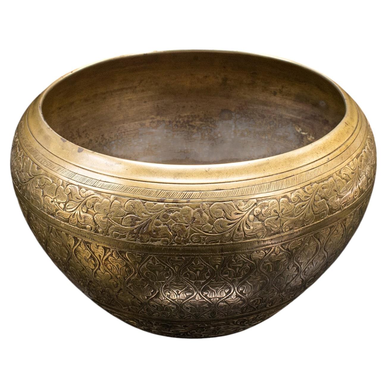 Vintage Opferschale, Südostasien, Messing, Jardiniere Topf, Art Deco, C.1930