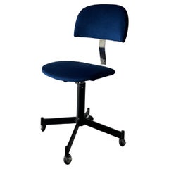 Vintage office chair, blue velvet 1970's