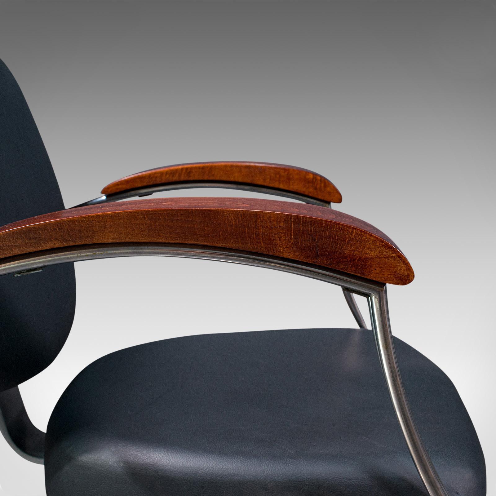 Vintage Office Chair, English, Industrial, Beech, Adjustable, Desk Seat, C.1980 4