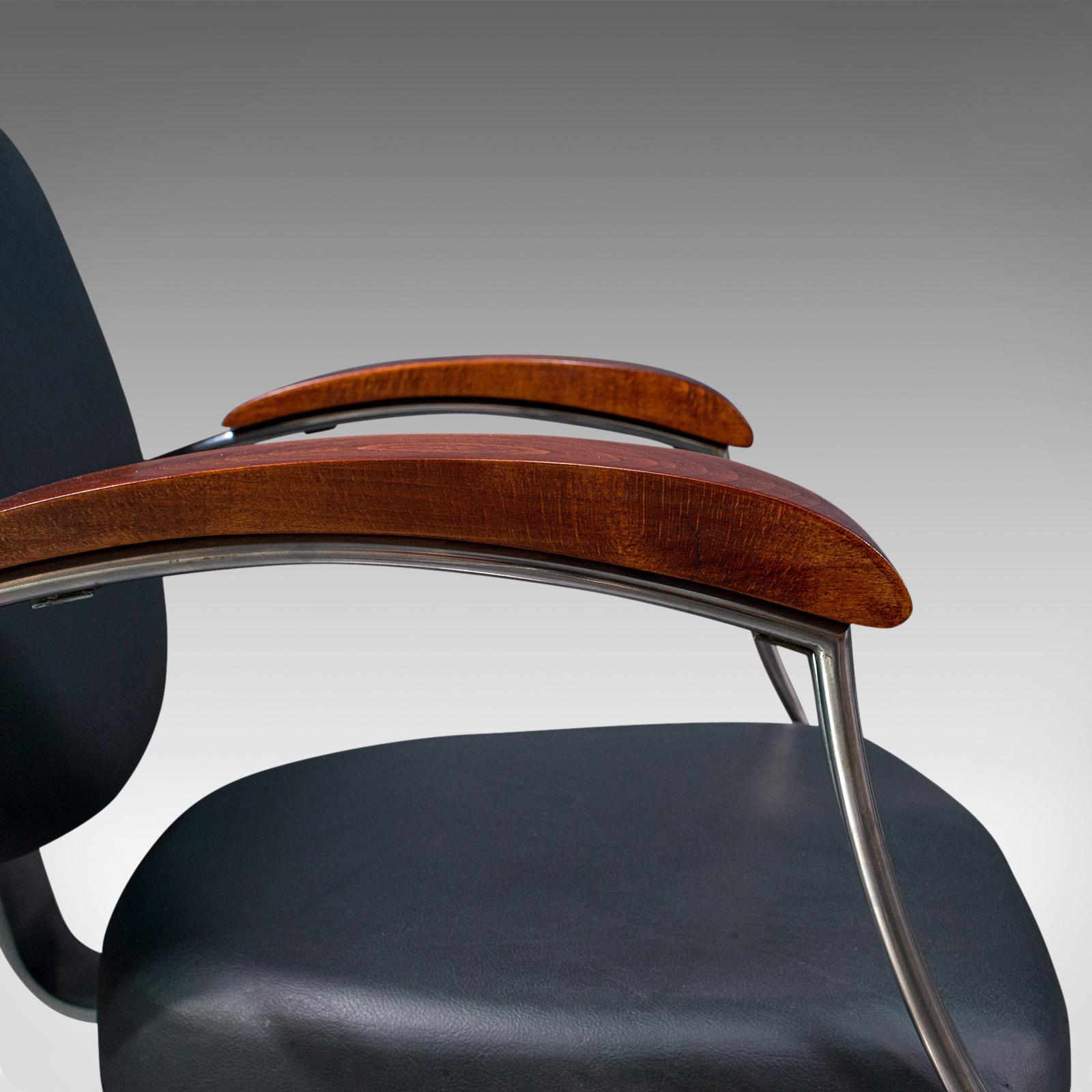 Vintage Office Chair, English, Industrial, Beech, Adjustable, Desk Seat, C.1980 3
