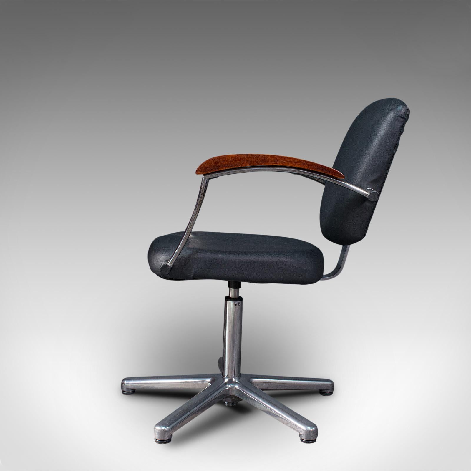 Vintage Office Chair, English, Industrial, Beech, Adjustable, Desk Seat, C.1980 In Good Condition In Hele, Devon, GB