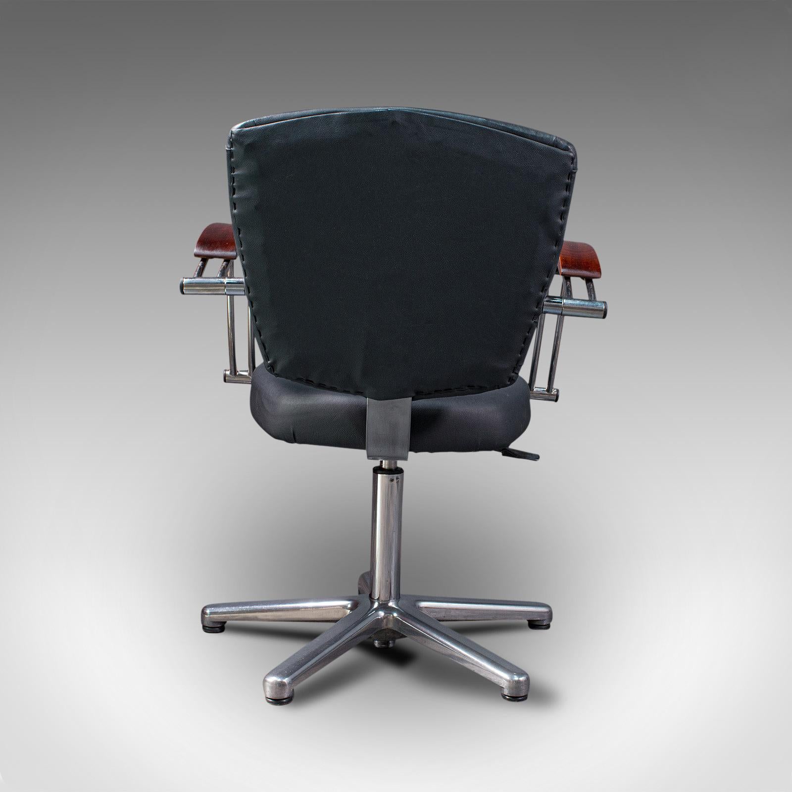 20th Century Vintage Office Chair, English, Industrial, Beech, Adjustable, Desk Seat, C.1980
