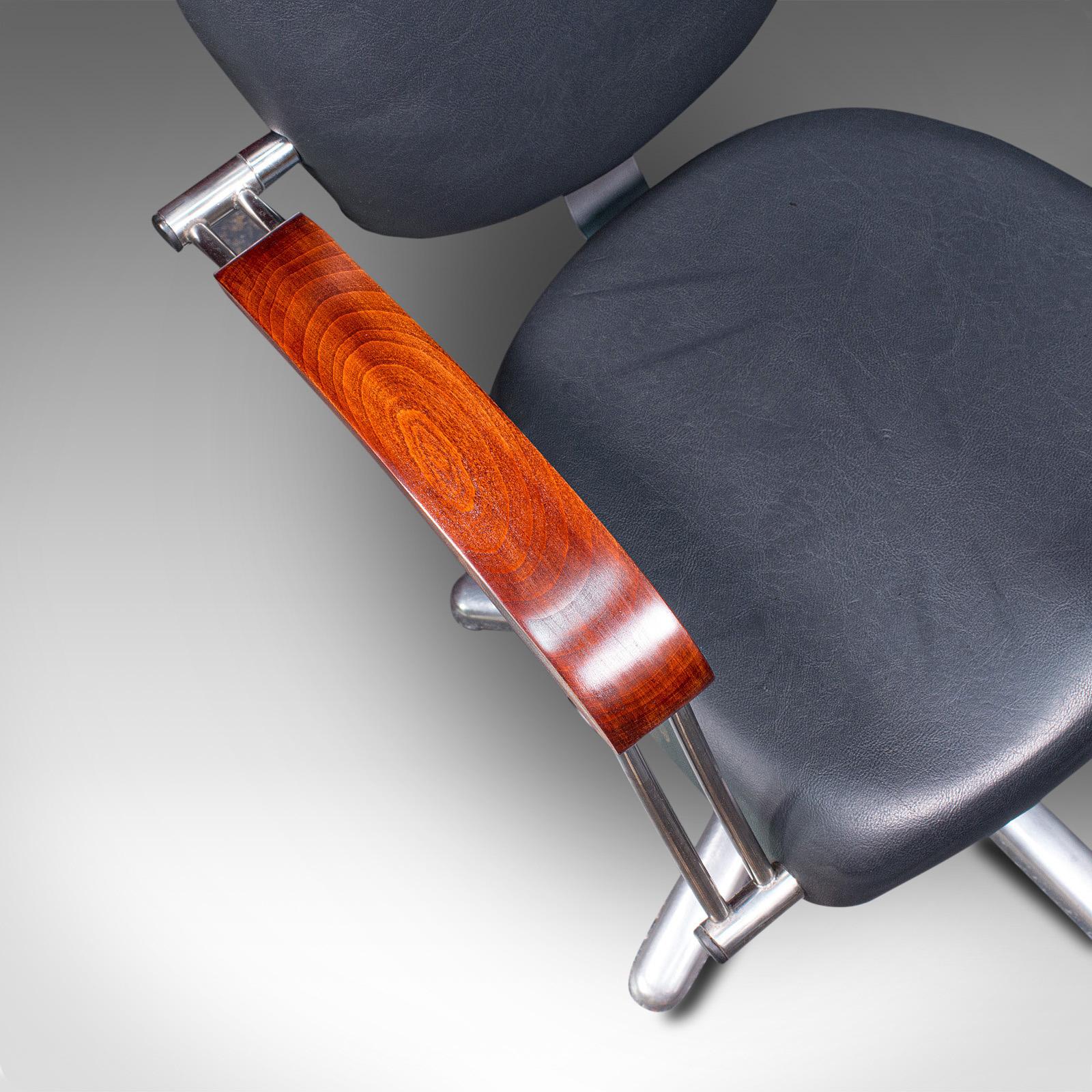 Vintage Office Chair, English, Industrial, Beech, Adjustable, Desk Seat, C.1980 1