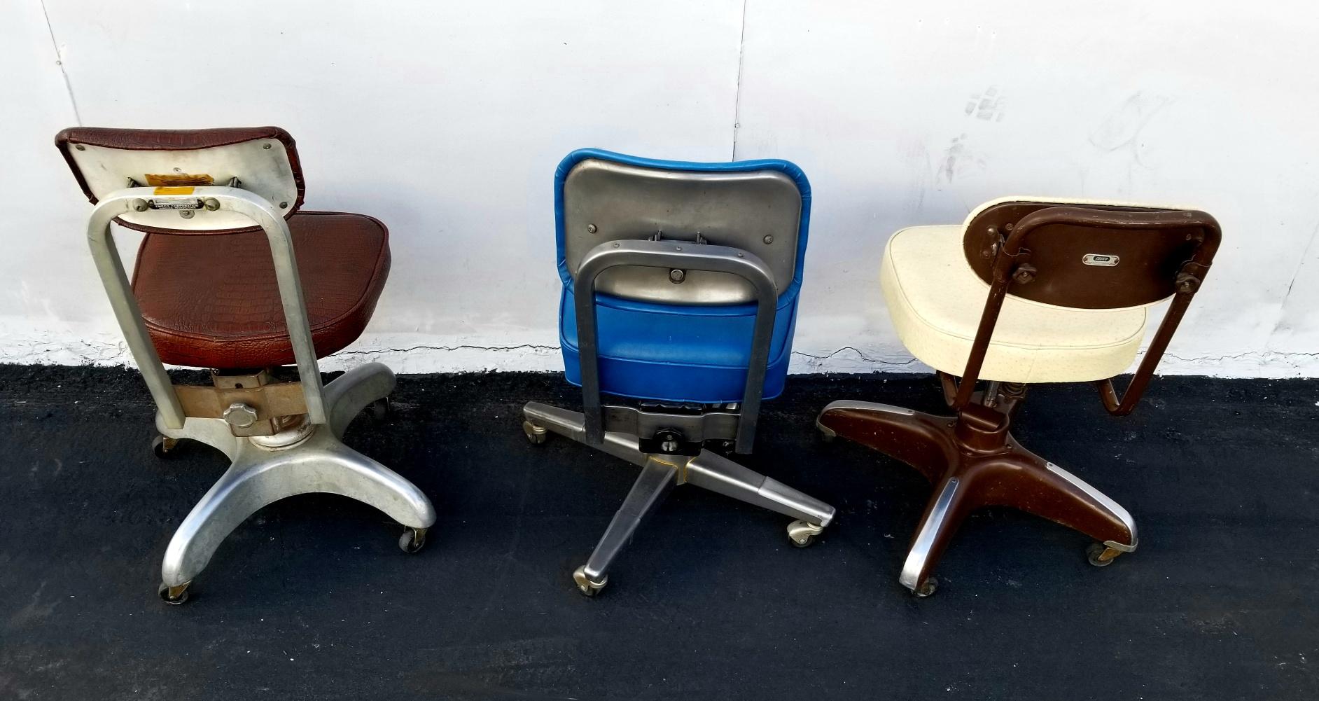 Mid-Century Modern Vintage Office Chairs Set of Three For Sale