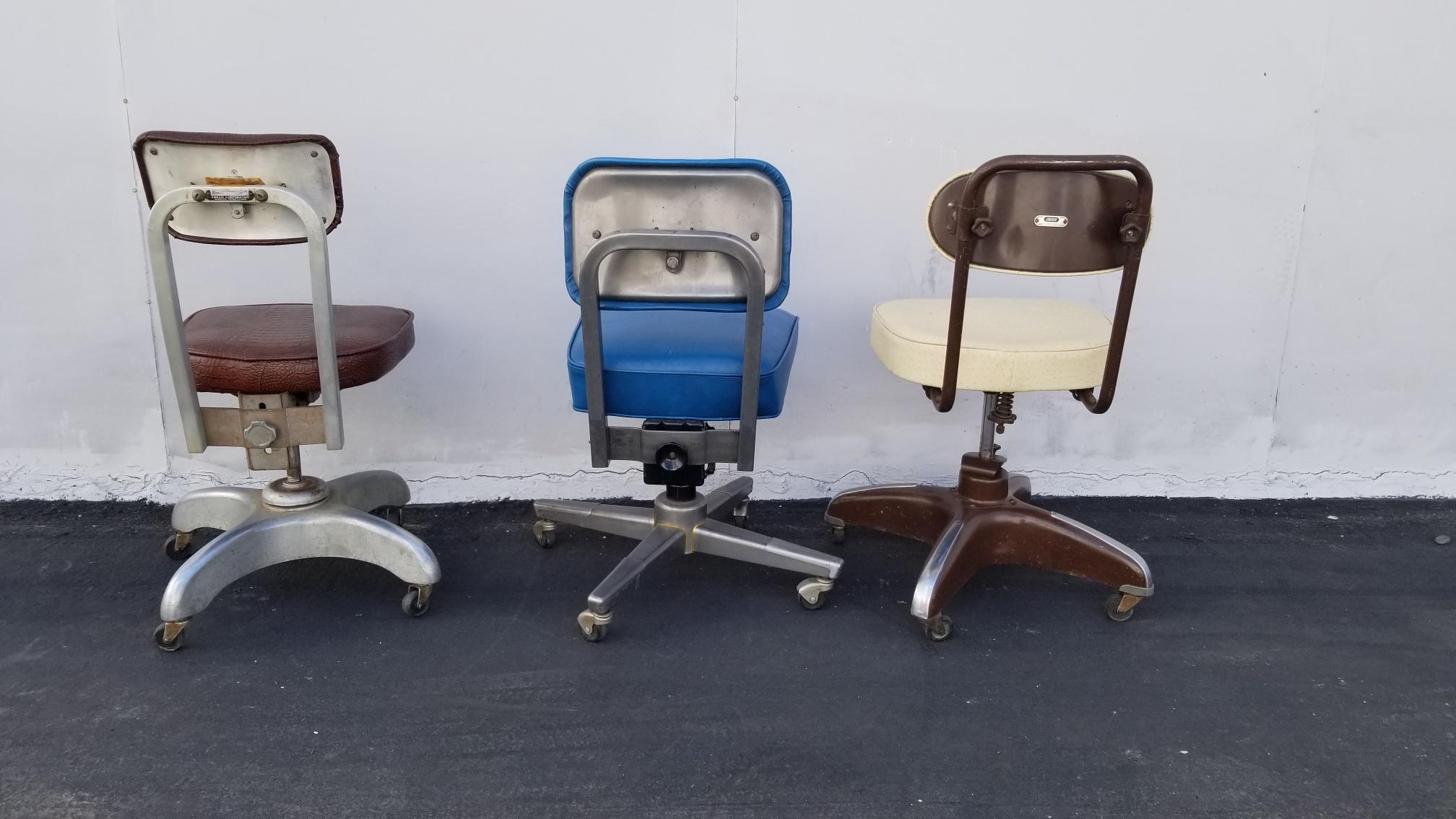 Mid-20th Century Vintage Office Chairs Set of Three For Sale