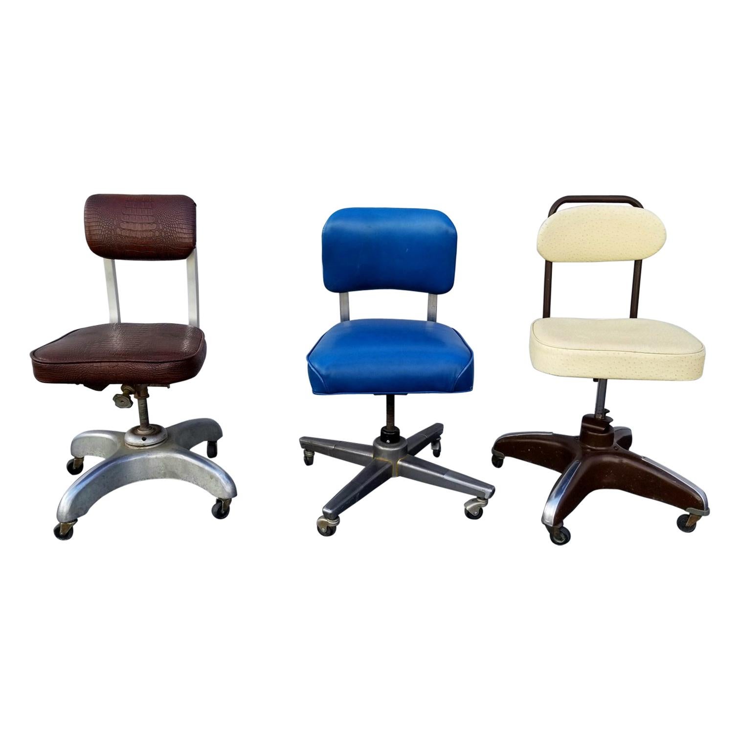 Vintage Office Chairs Set of Three For Sale