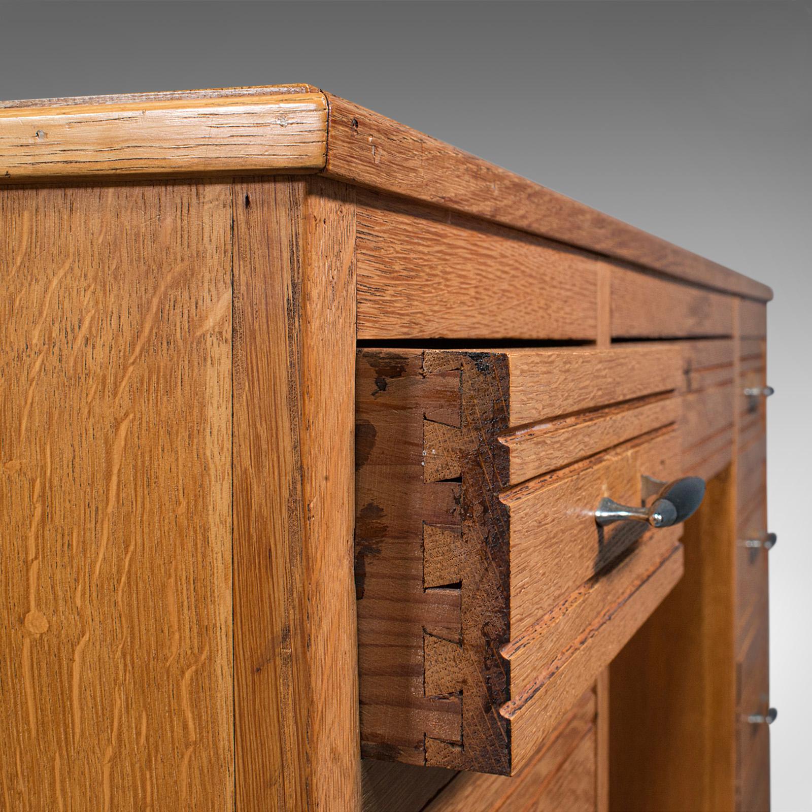 Vintage Office Desk, English, Light Oak, Writing Table, Mid-Century, Circa 1960 2