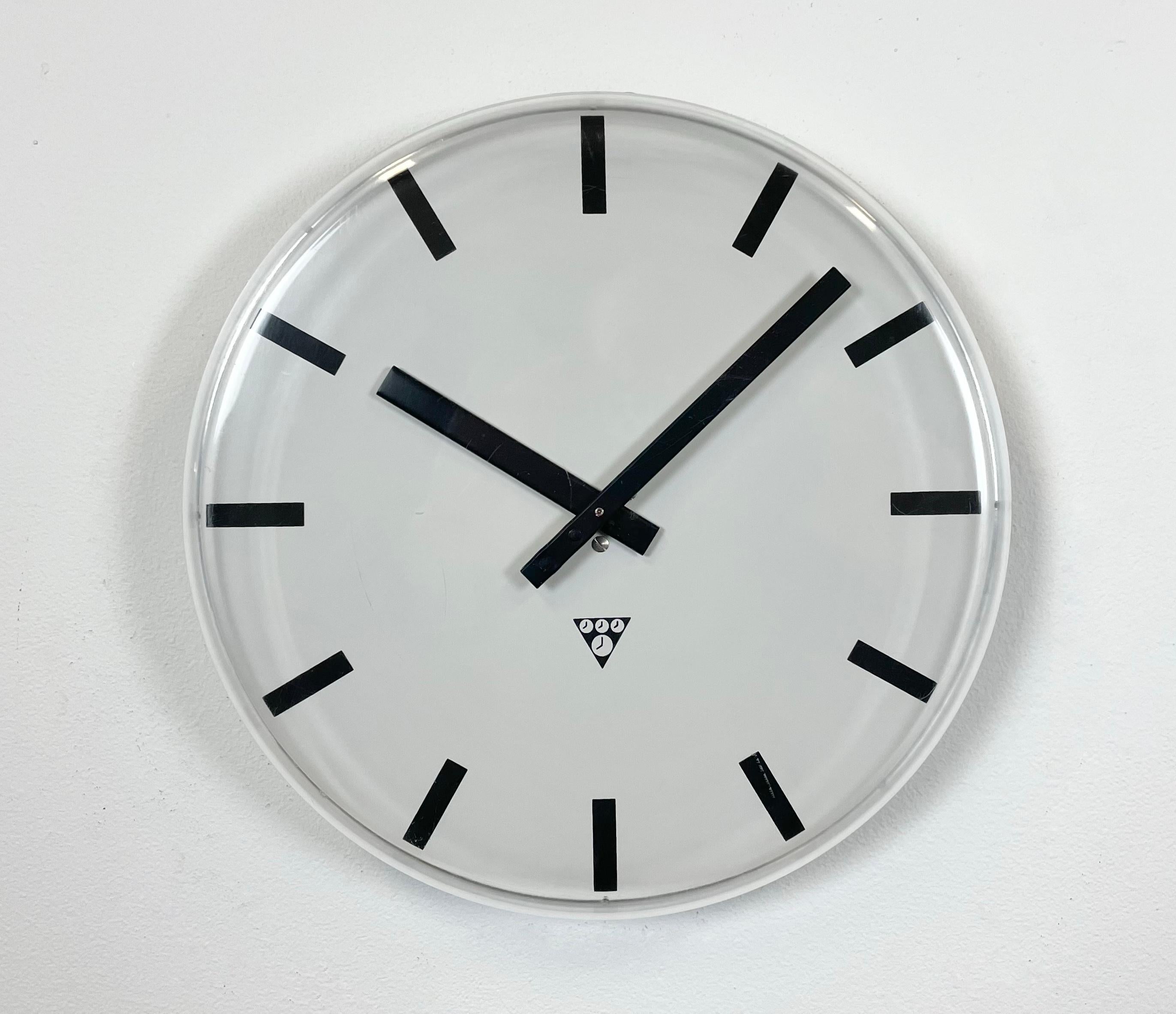 Industrial Vintage Office Wall Clock from Pragotron, 1980s