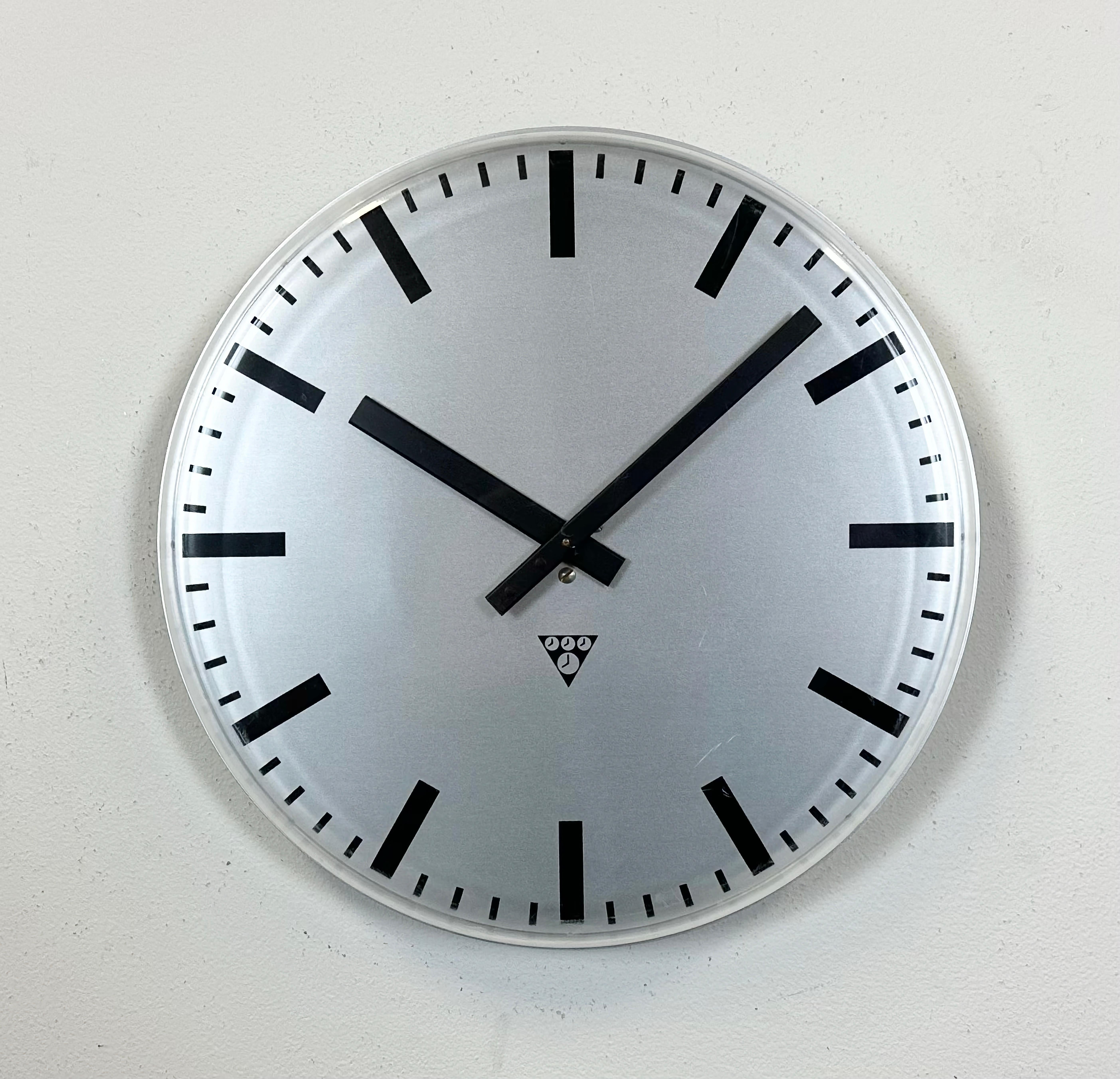 Industrial Vintage Office Wall Clock from Pragotron, 1980s For Sale