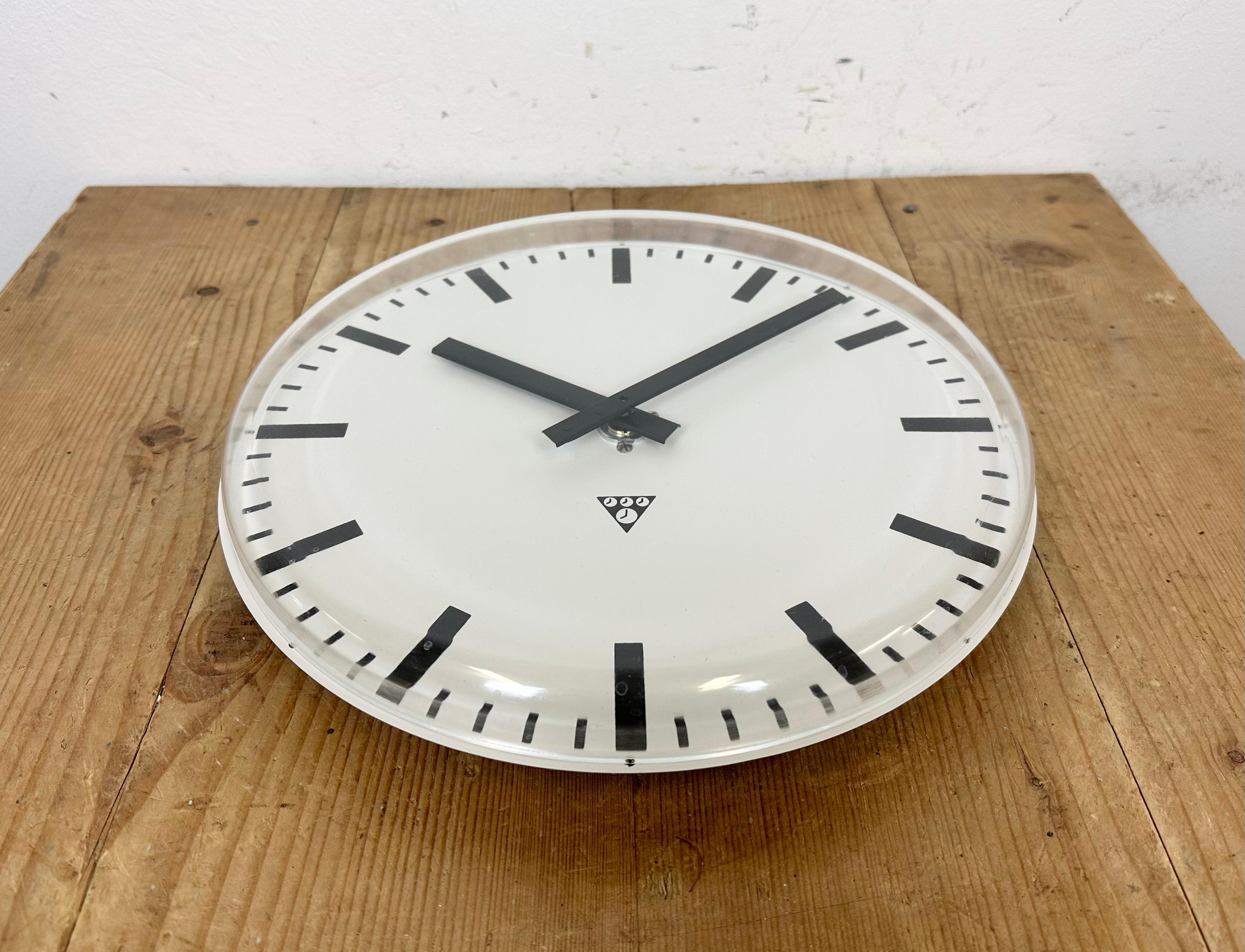 Aluminum Vintage Office Wall Clock from Pragotron, 1980s For Sale