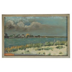 Vintage Oil On Board New York Seascape Painting "Long Beach Island" C1964