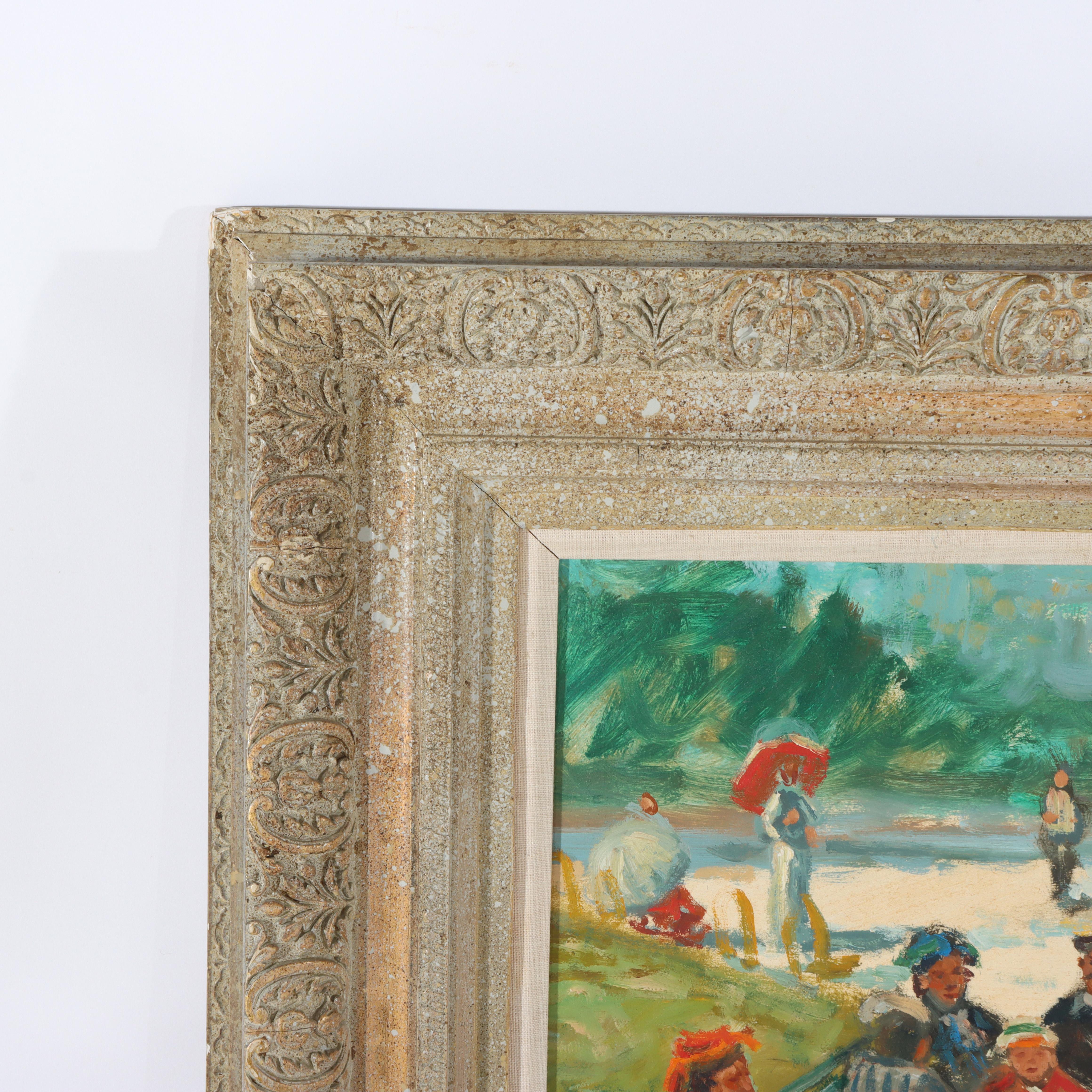 Vintage Öl auf Karton Gemälde eines Französisch Straßenszene von LeRoy C1950 (Holz) im Angebot