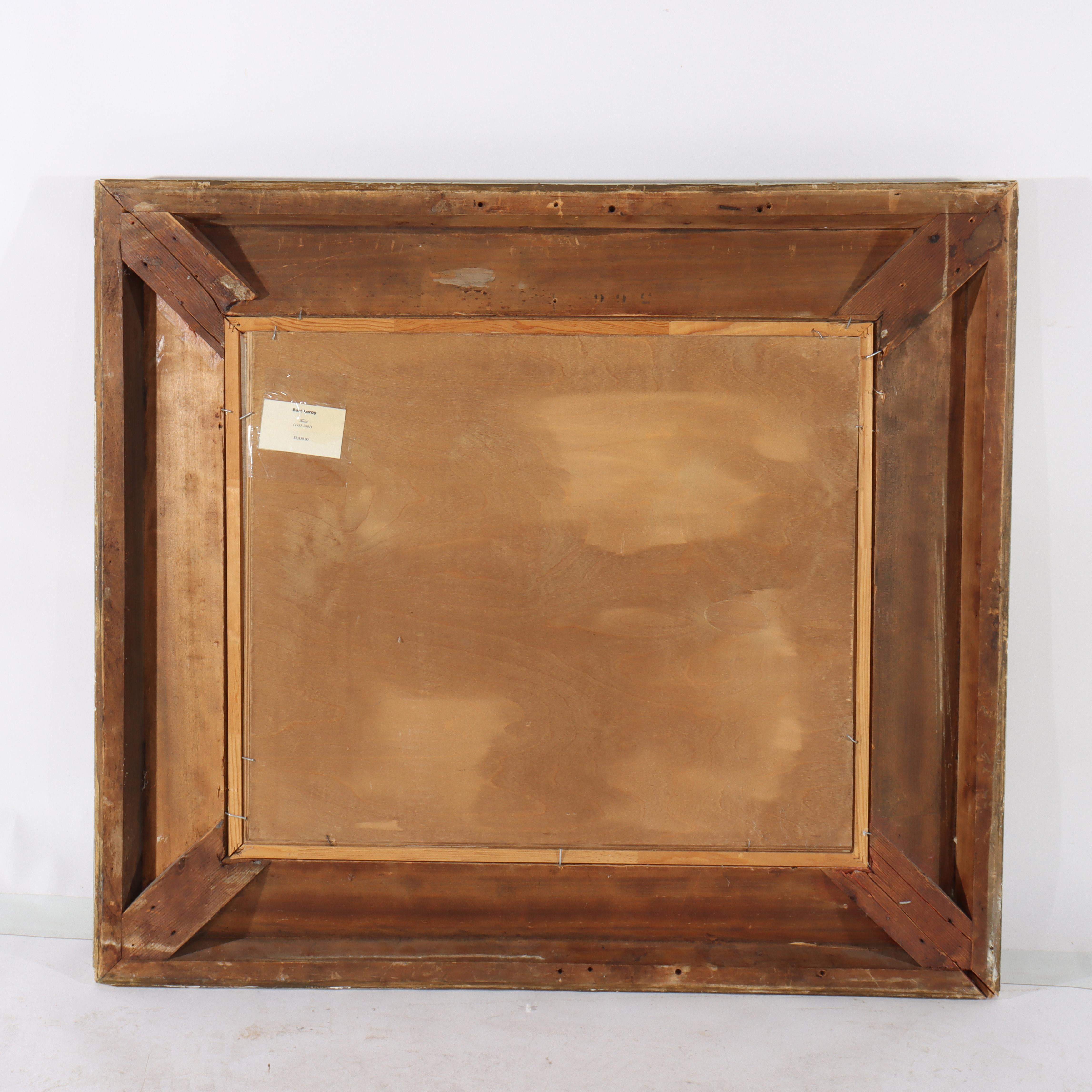 Vintage Öl auf Karton Gemälde eines Französisch Straßenszene von LeRoy C1950 im Angebot 2