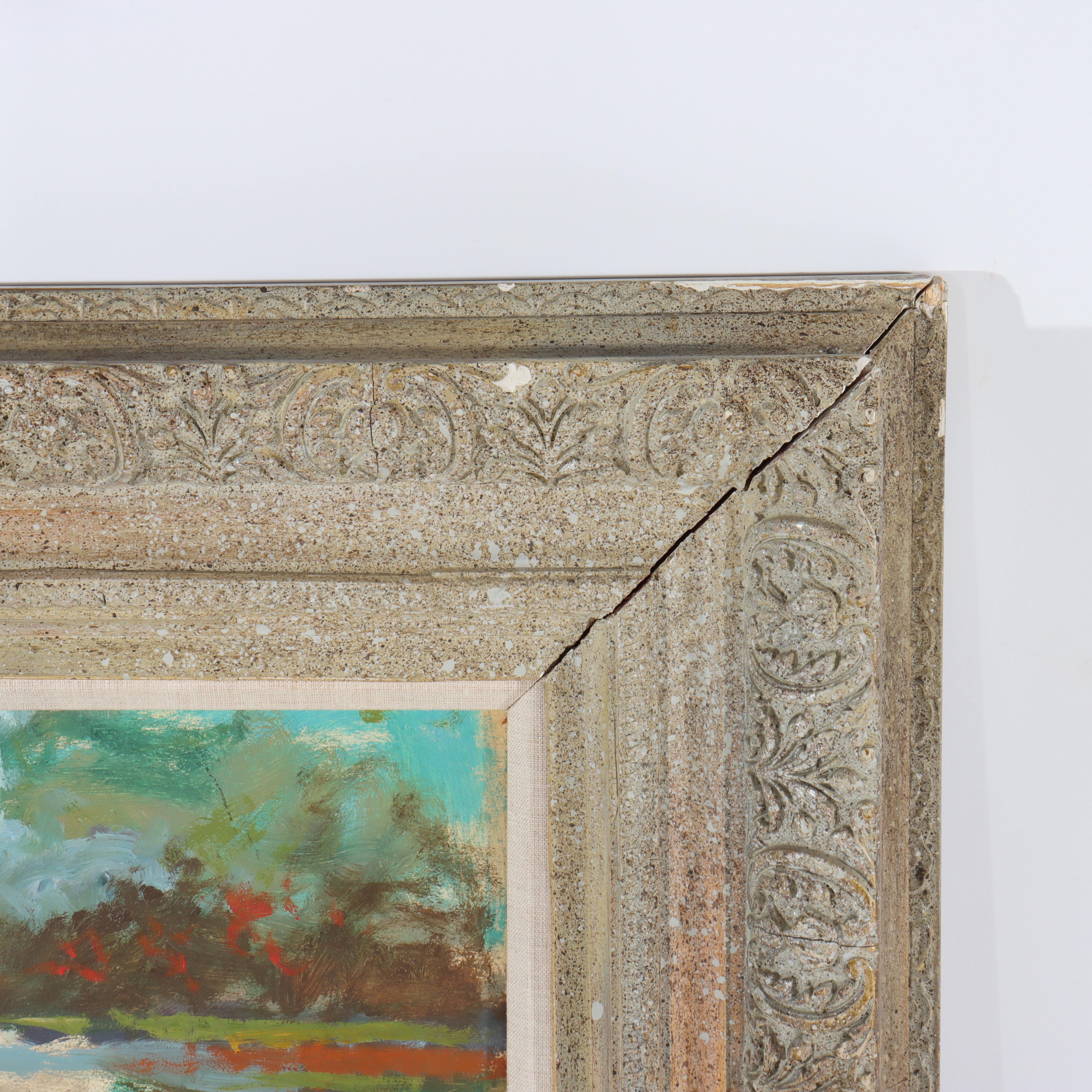 Vintage Öl auf Karton Gemälde eines Französisch Straßenszene von LeRoy C1950 im Angebot 4