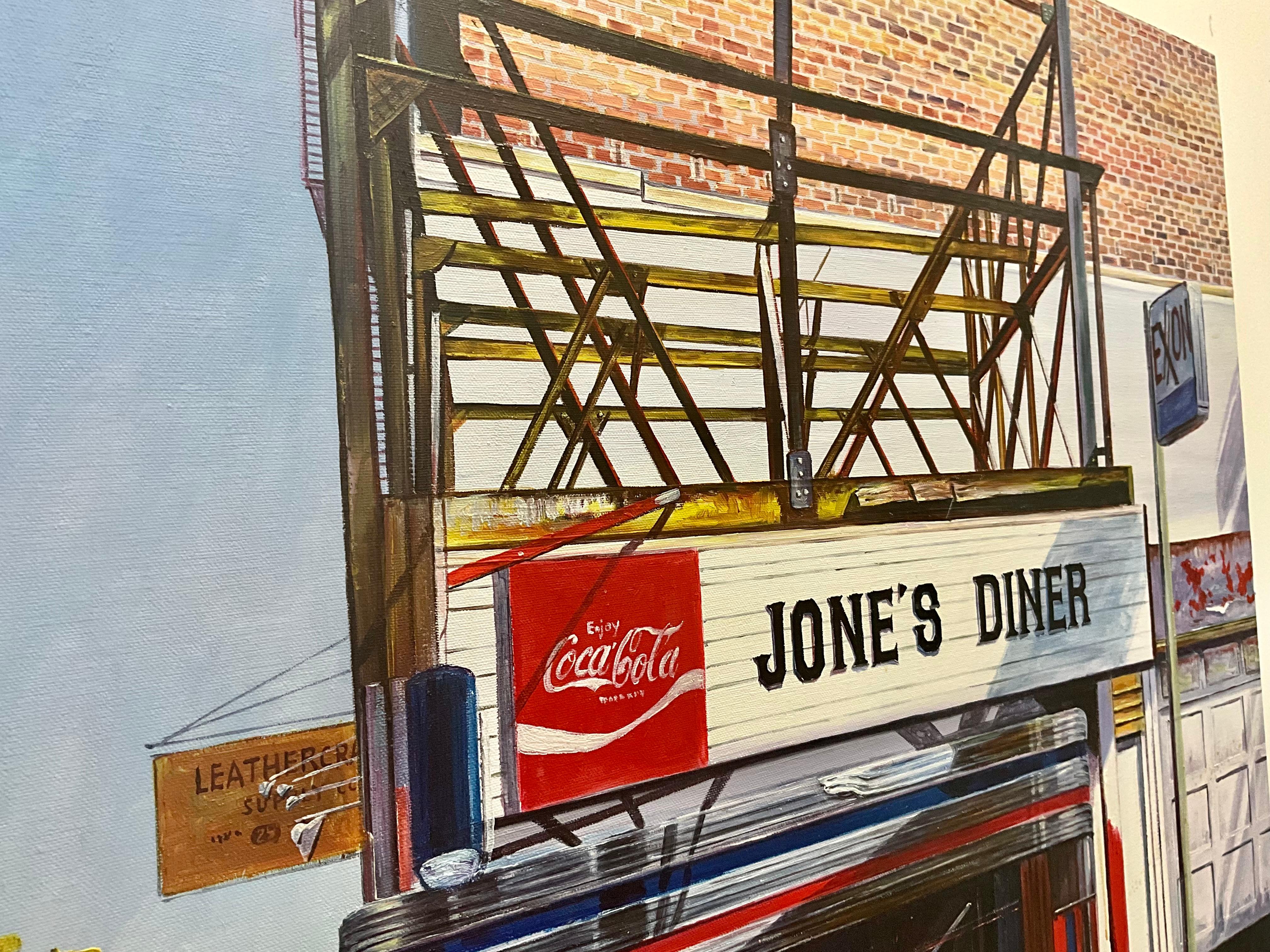 Huile sur toile : Jones's Diner, New York Bon état - En vente à West Palm Beach, US