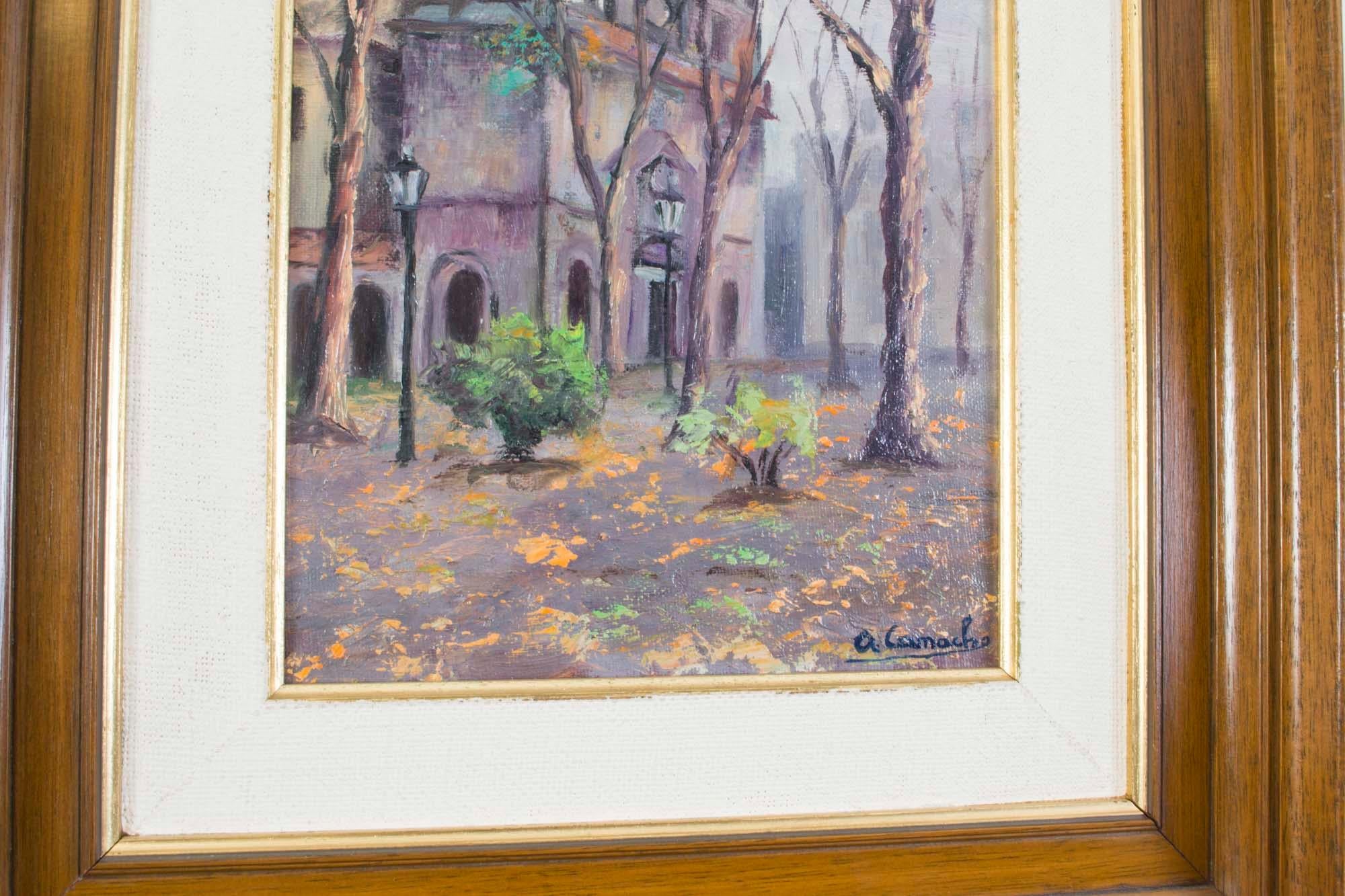 Mid-20th Century Vintage Oil on Canvas Landscape by A Camacho