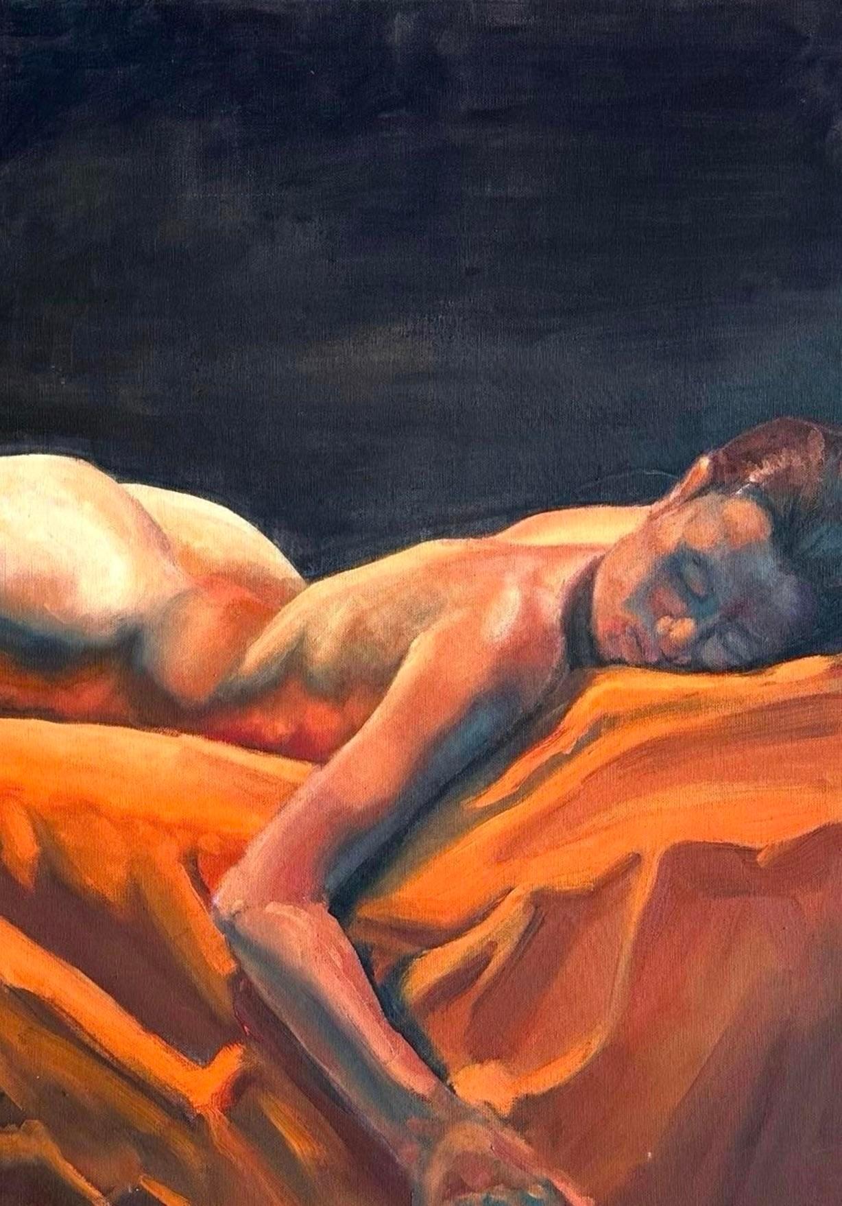 North American Vintage Oil on Canvas Nude Figure Painting For Sale
