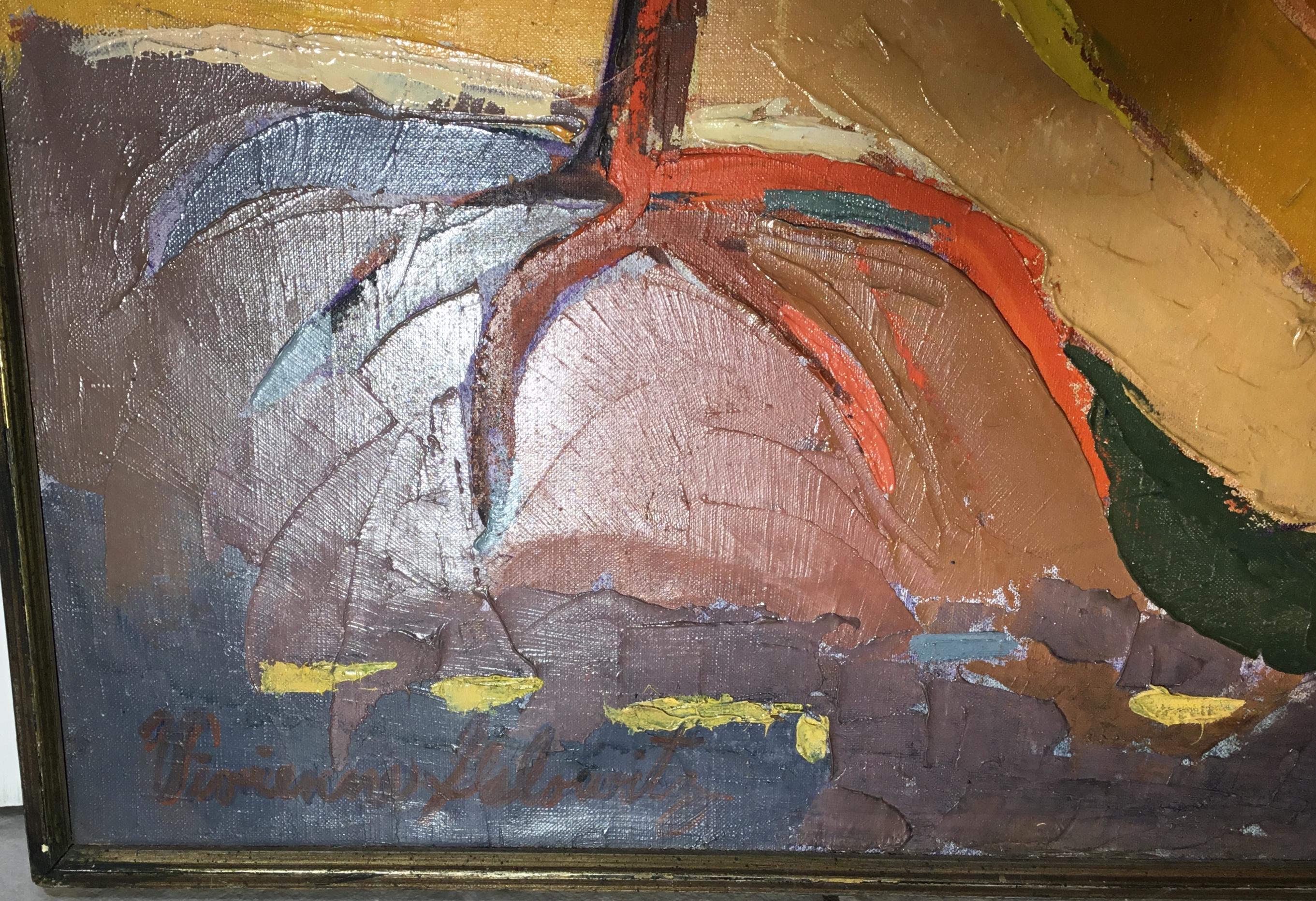 Peinture à l'huile sur toile vintage de Vivienne Galowitz en vente 6