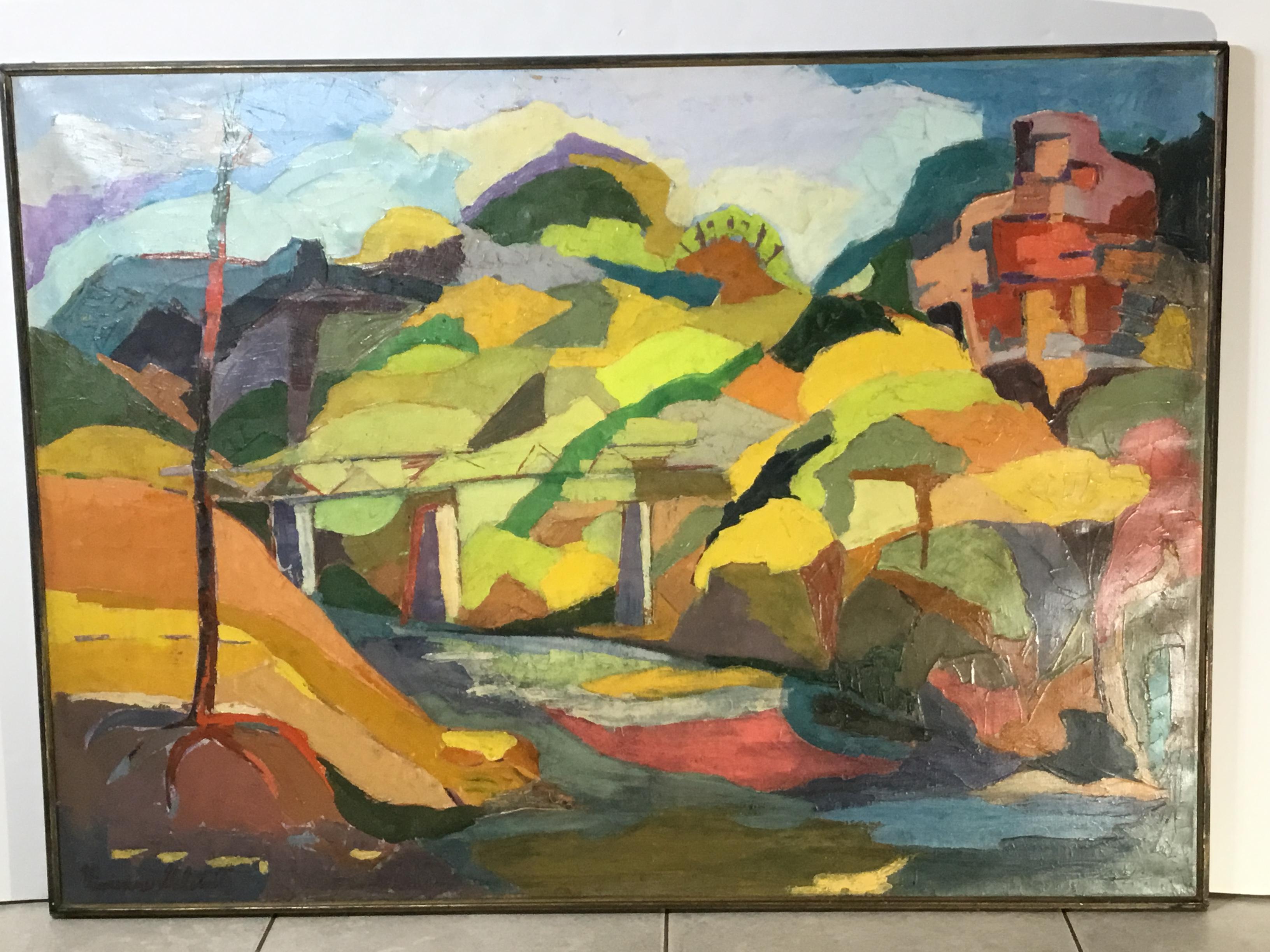 American Vintage Oil on Canvas Painting by Vivienne Galowitz For Sale