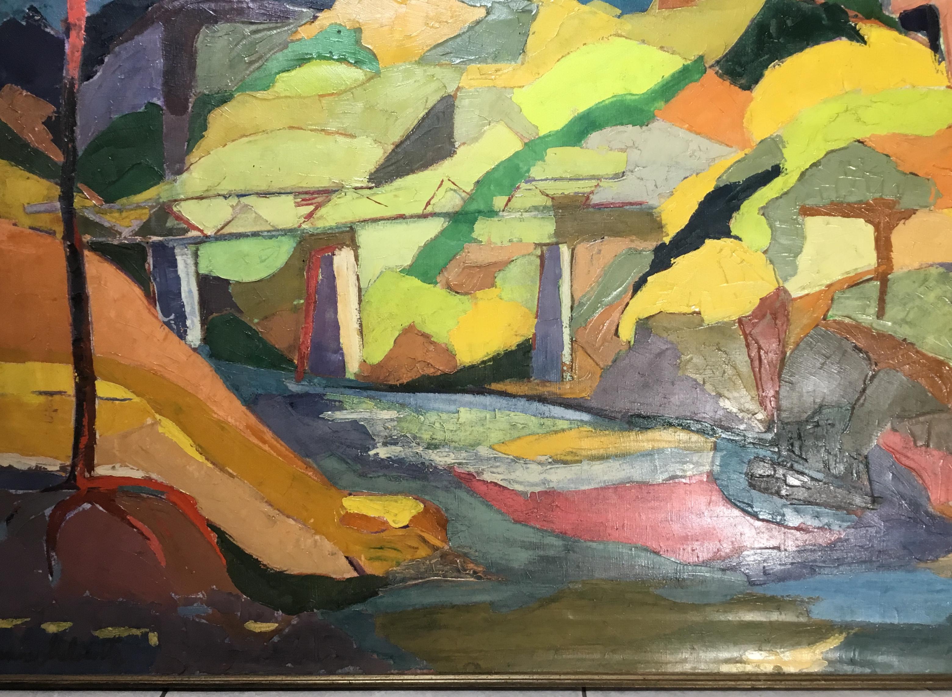 Vintage Oil on Canvas Painting by Vivienne Galowitz For Sale 1