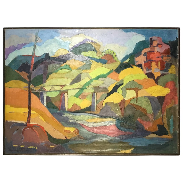 Vintage Oil On Canvas Painting By Vivienne Galowitz For Sale At