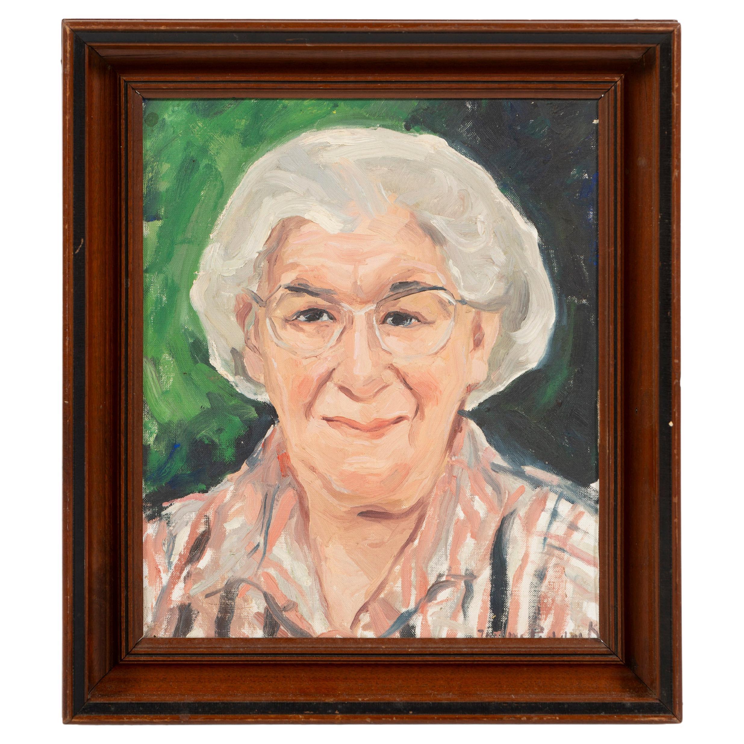 Quadro olio su tela d'epoca, "Ma", incorniciato, di Thelma Hope, California, USA