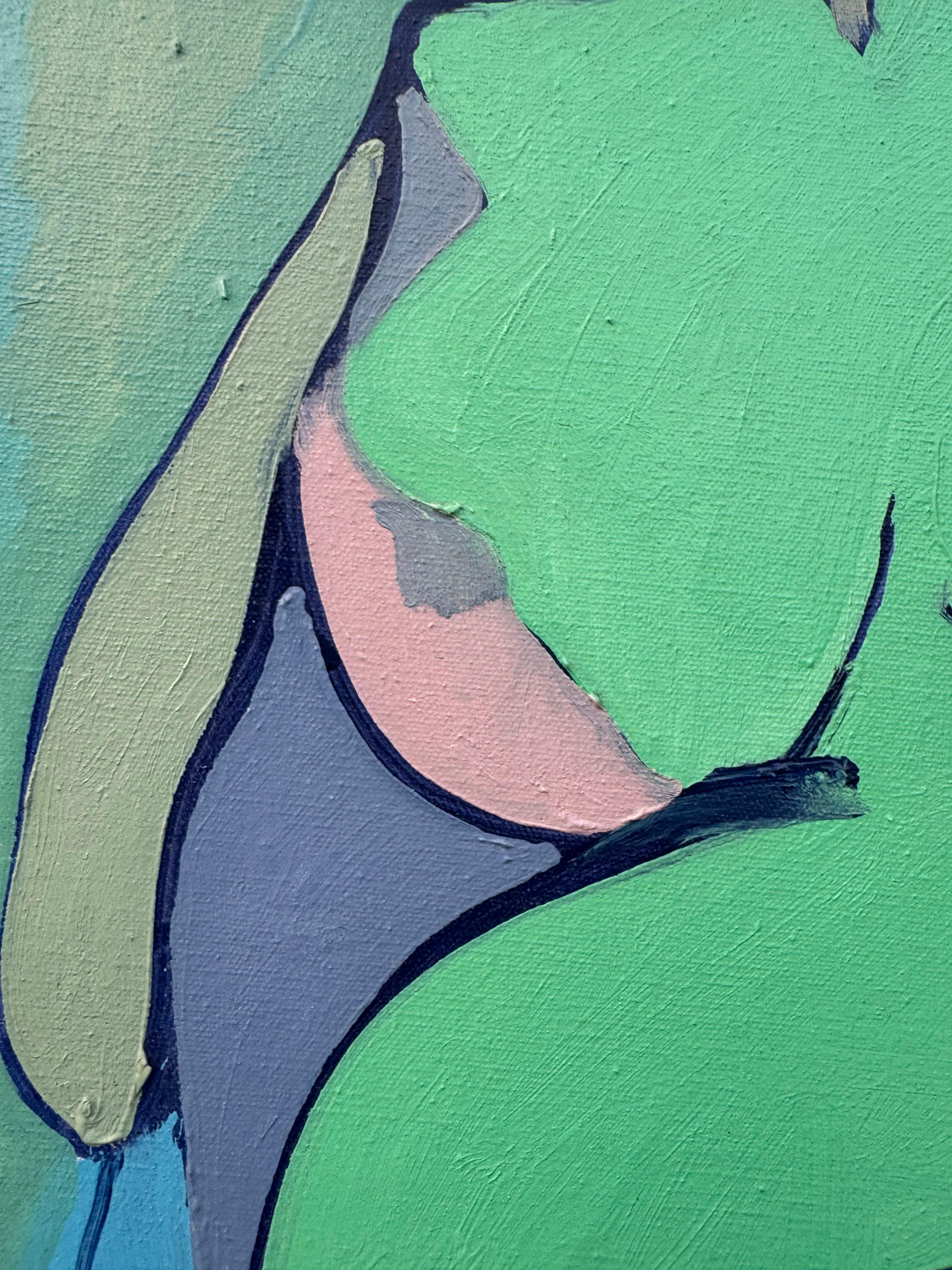 Pintura al óleo vintage - Figura femenina desnuda de los años 60 en venta 8