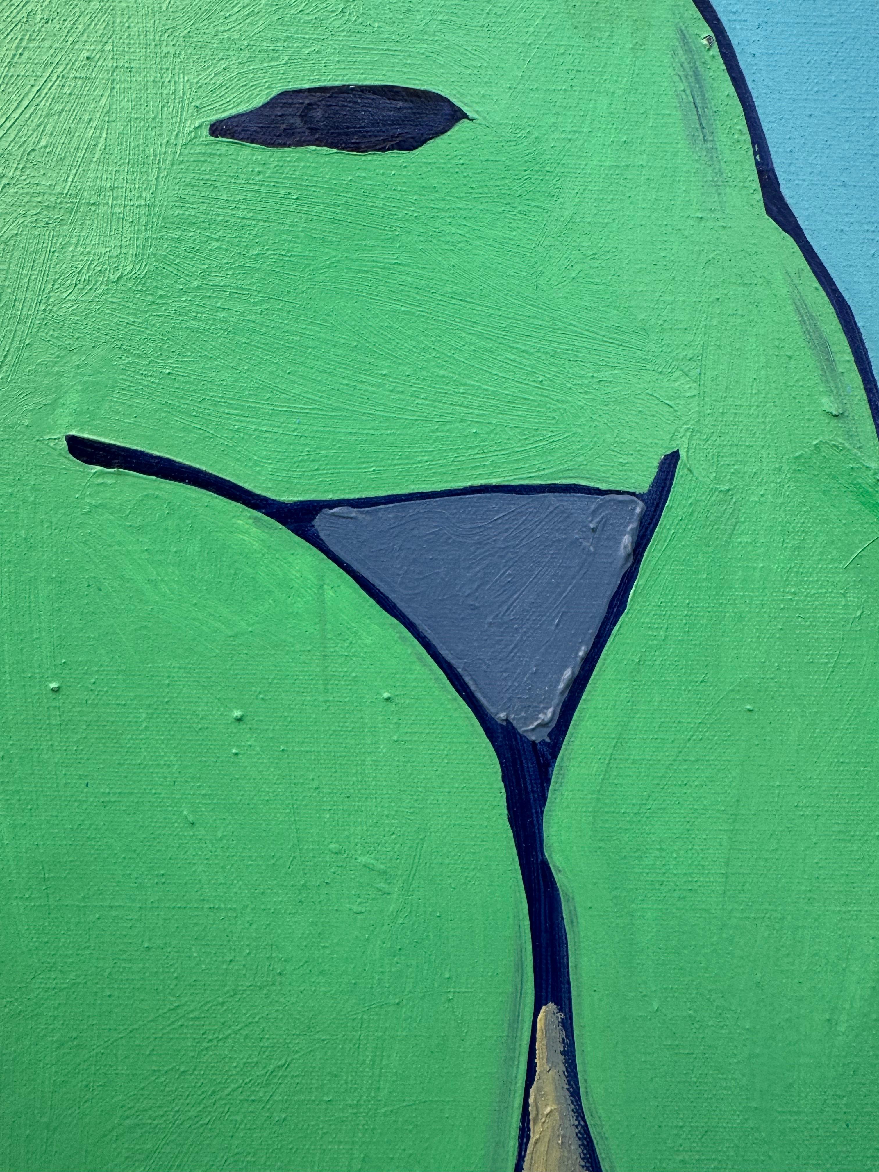 Pintura al óleo vintage - Figura femenina desnuda de los años 60 en venta 9