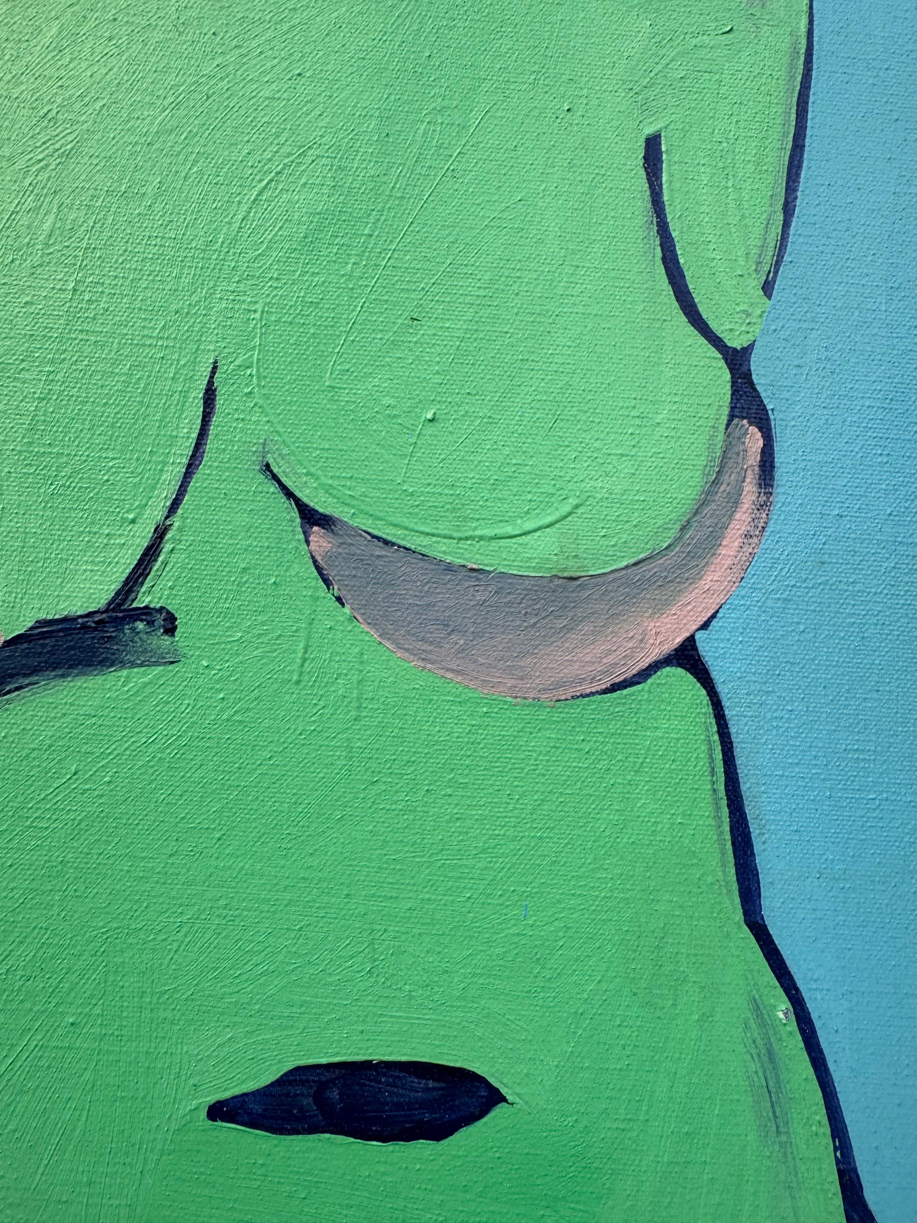 Pintura al óleo vintage - Figura femenina desnuda de los años 60 en venta 10