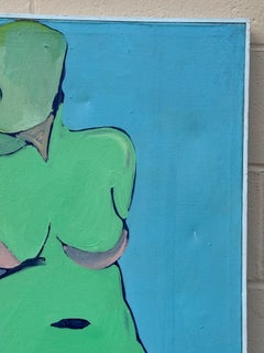 Pintura al óleo vintage - Figura femenina desnuda de los años 60