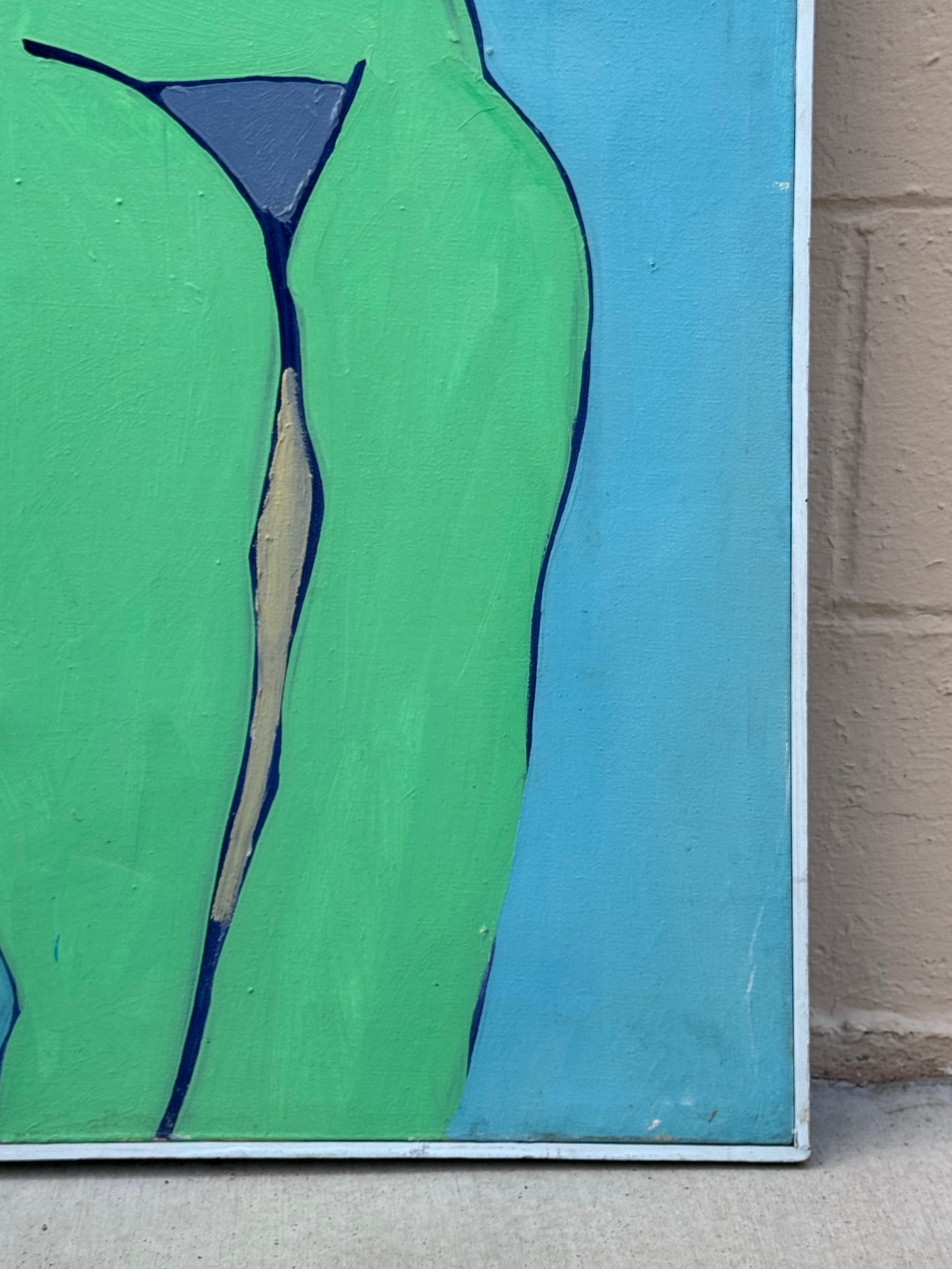 Pintura al óleo vintage - Figura femenina desnuda de los años 60 Moderno en venta