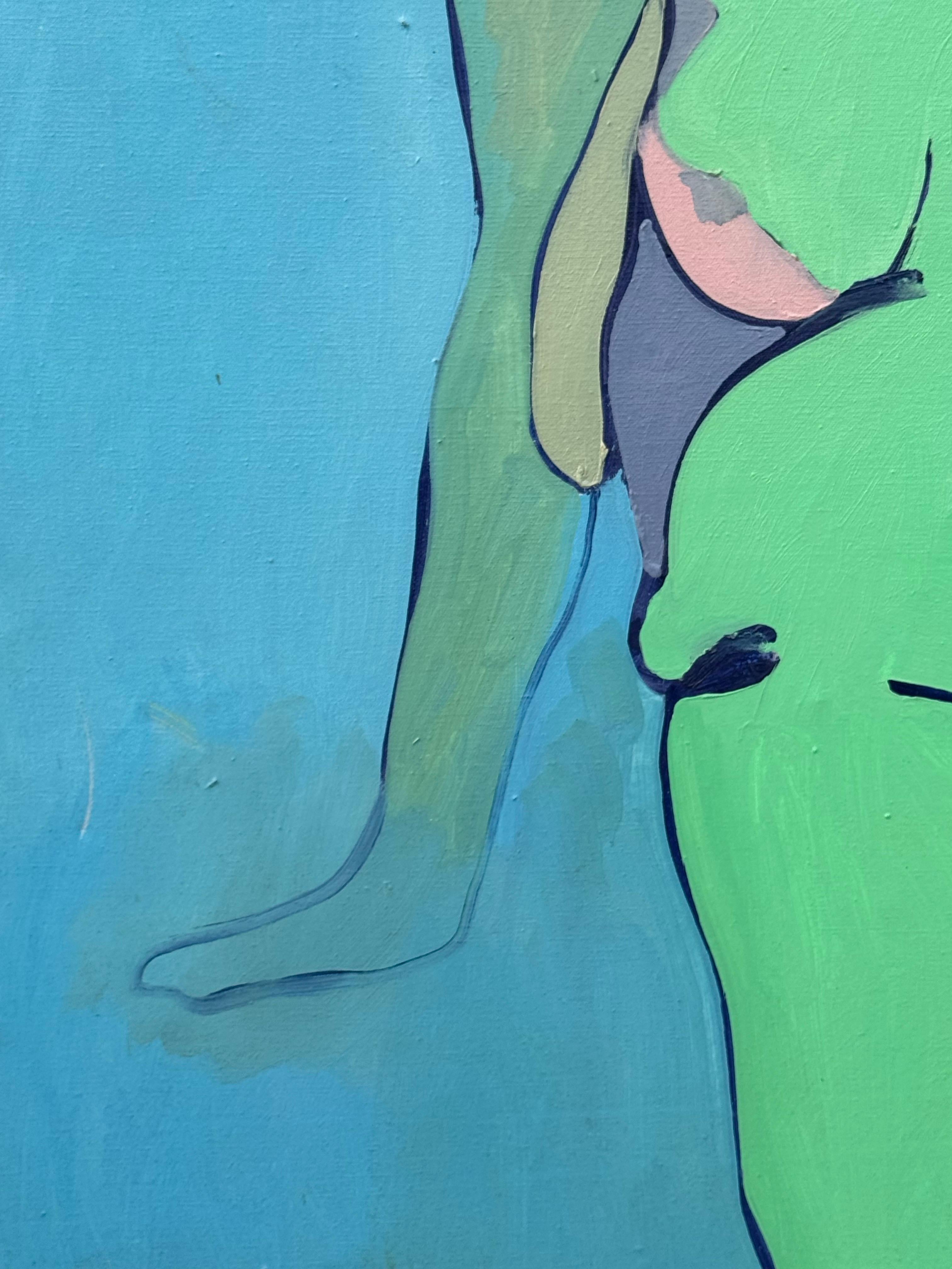 Pintura al óleo vintage - Figura femenina desnuda de los años 60 Estadounidense en venta