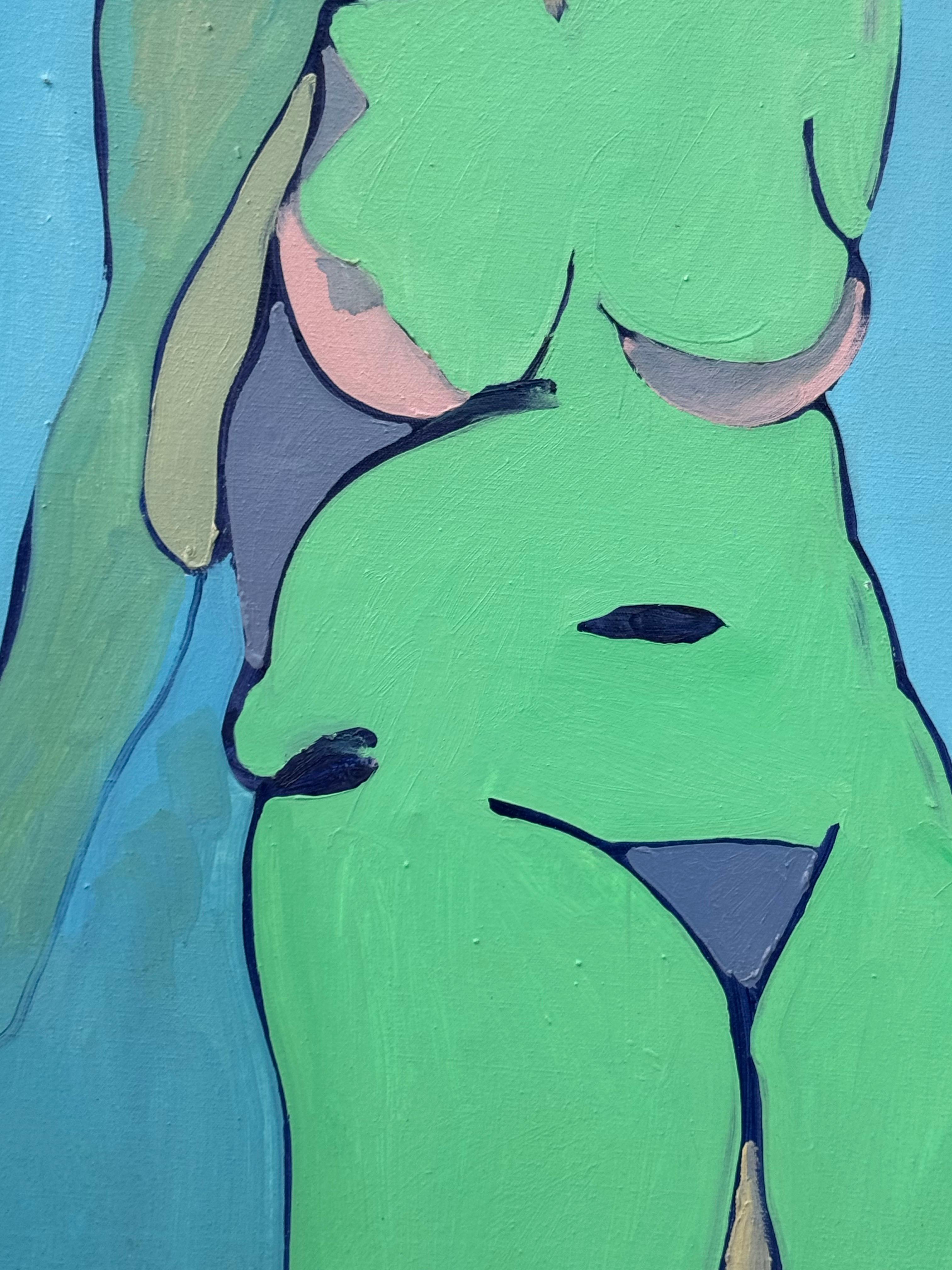 Pintura al óleo vintage - Figura femenina desnuda de los años 60 Pintado a mano en venta