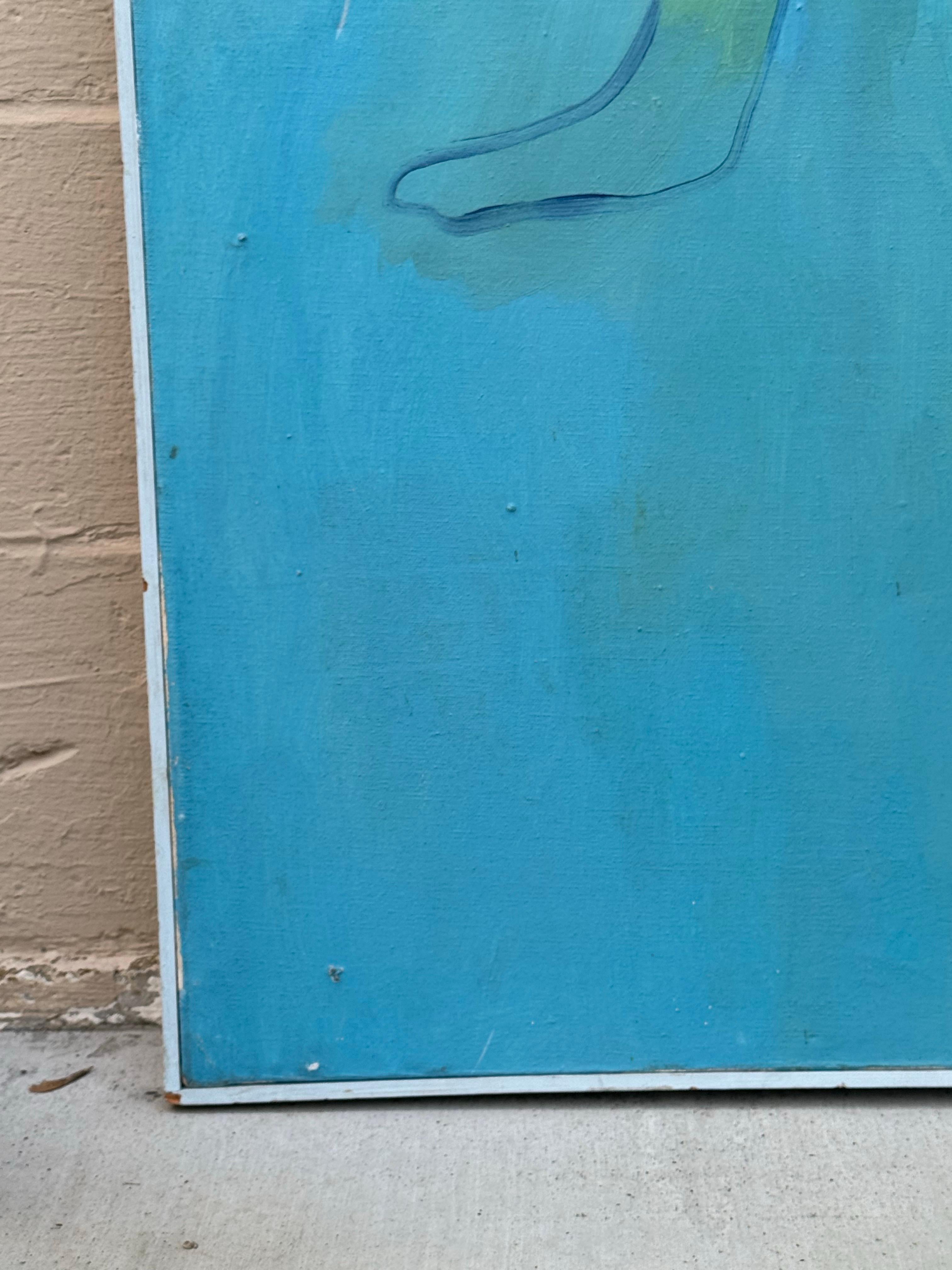 Pintura al óleo vintage - Figura femenina desnuda de los años 60 en venta 1